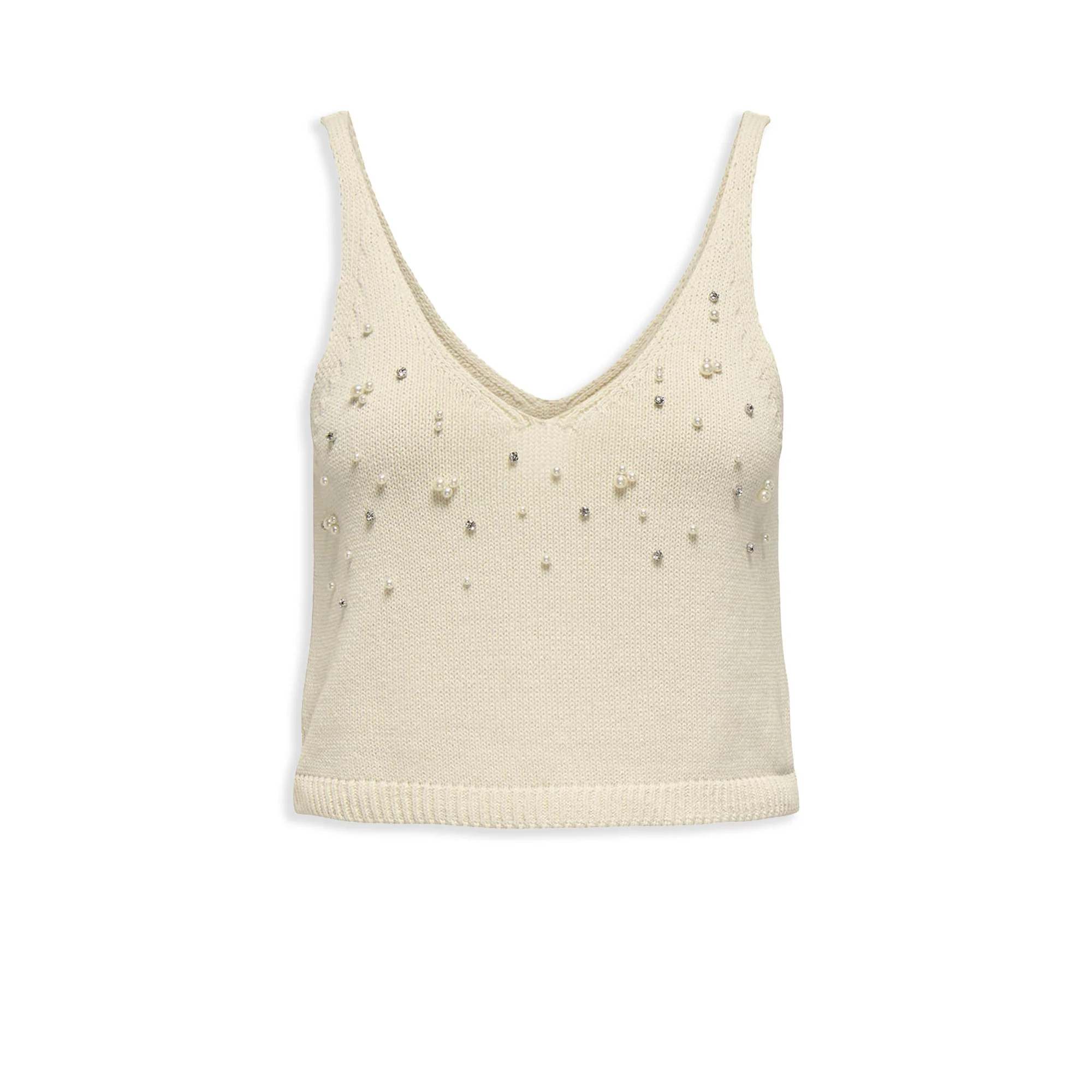 Only Colette Life SL Bling Top Knt Ecru