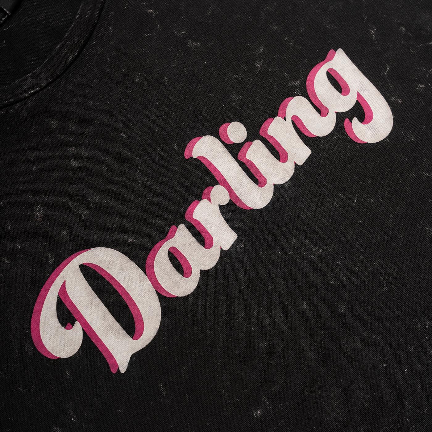 Only Dahlia S/S Text Fold-Up Top Black W. Darling Print - Image 2