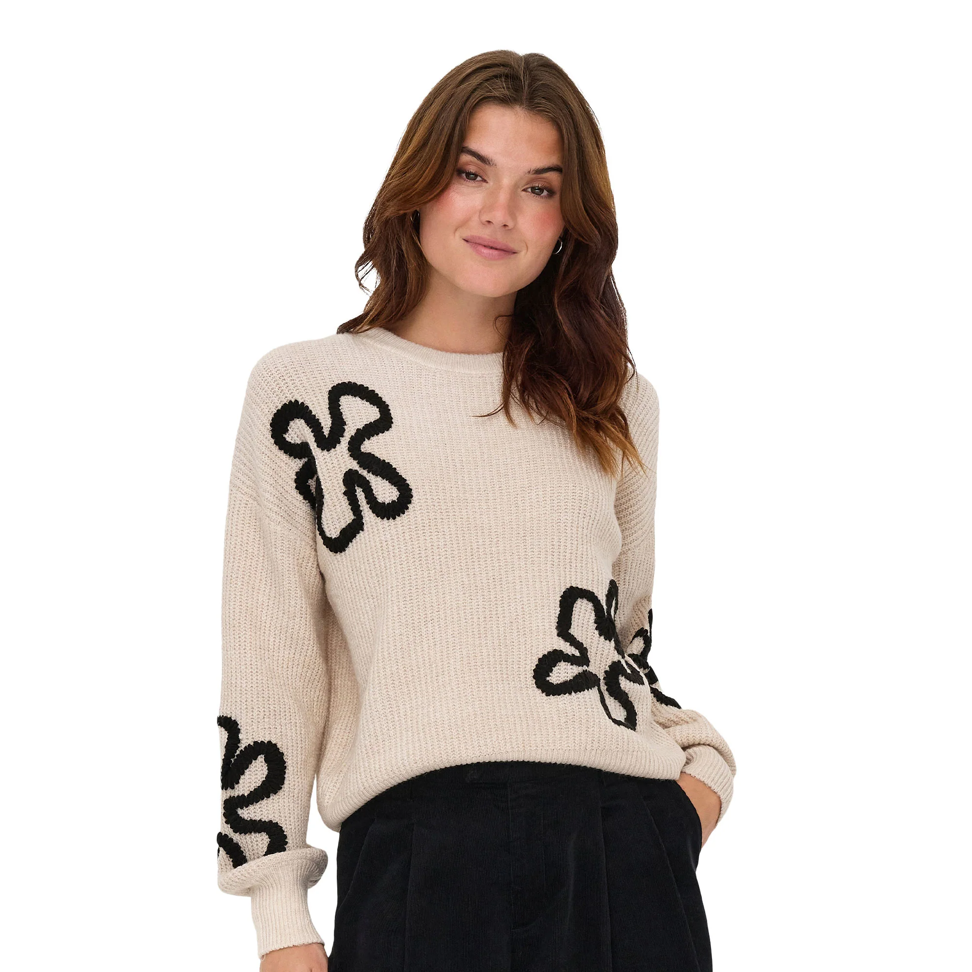 Only Daisy Life LS Stitch O-Neck Knit Pumice Stone