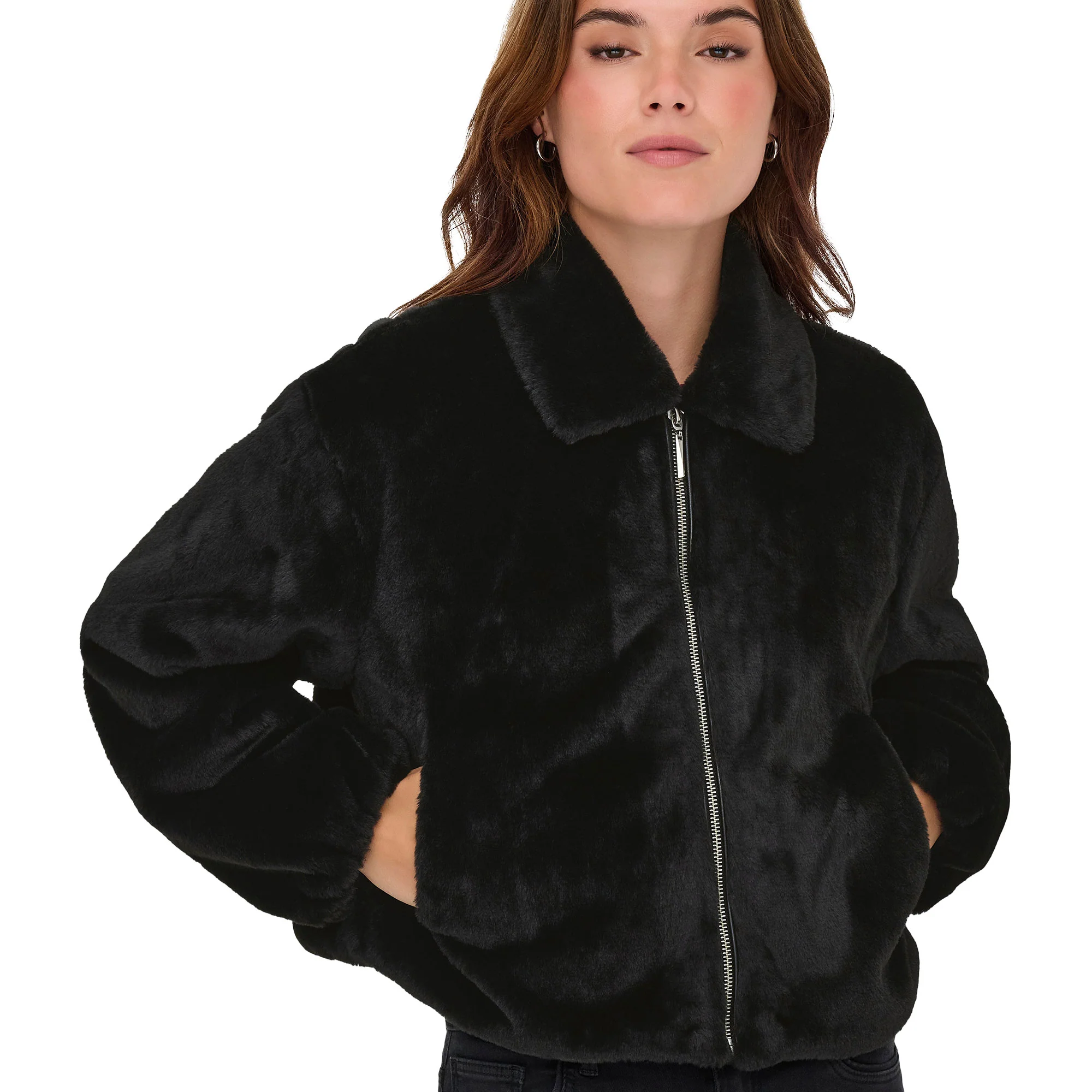 Only Dana Life Faux Fur Jacket Black - Image 4