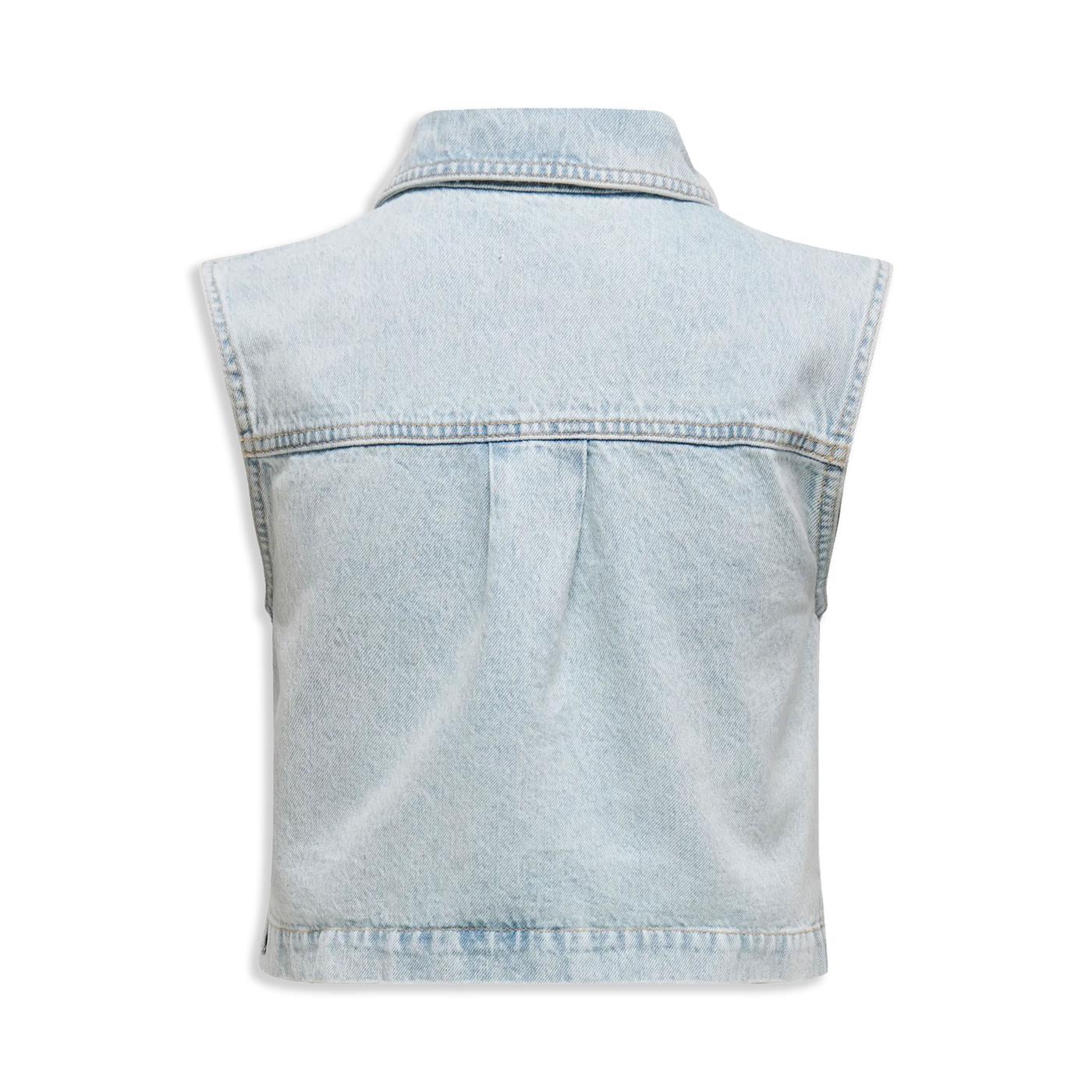 Only Elizabeth Denim Bleach Waistcoat Light Blue Bleached - Image 2