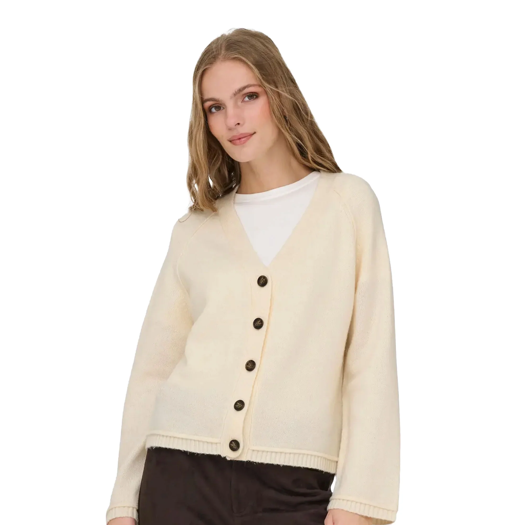 Only Hazel Life LS Cardigan BF Knit Whitecap Gray