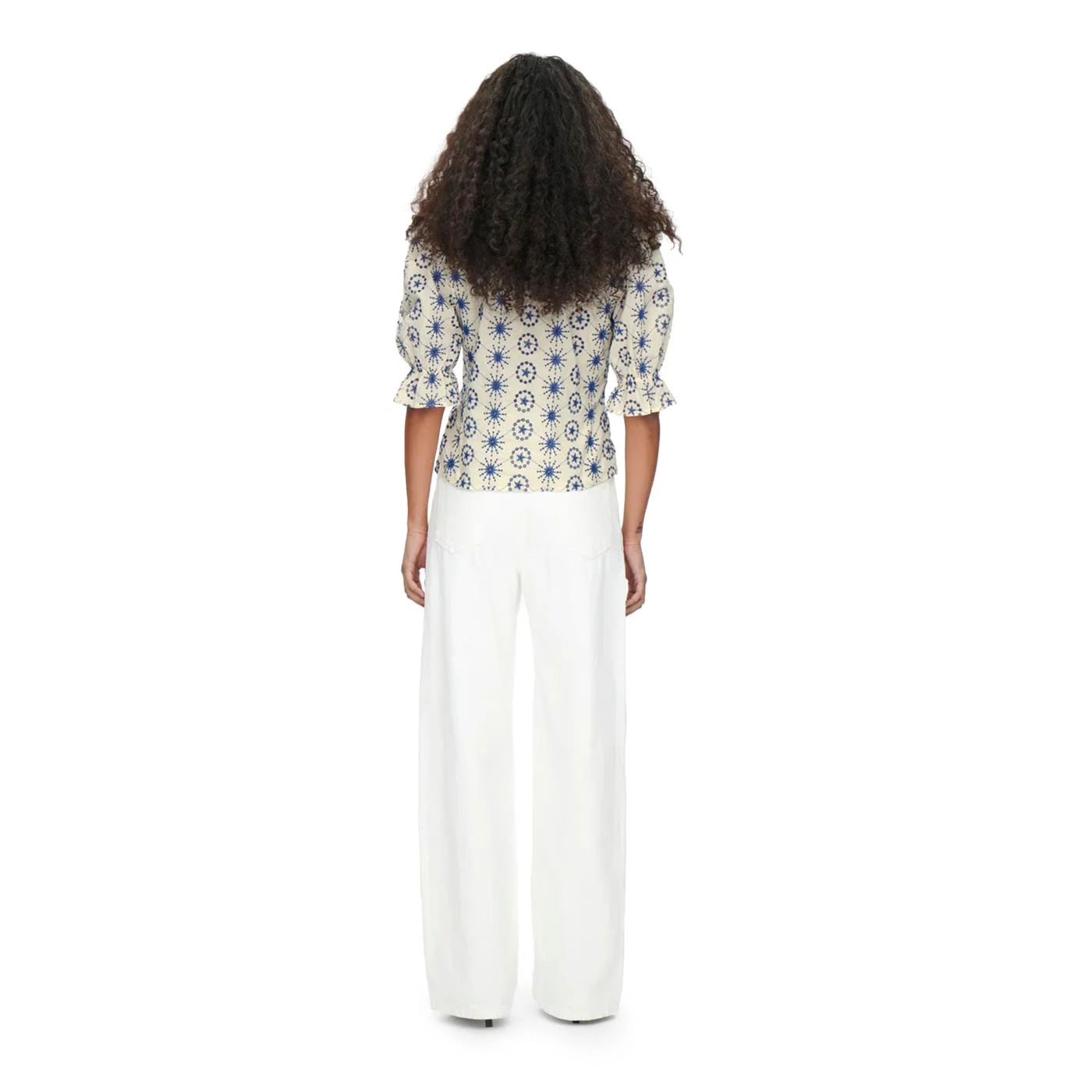 Only Jasmin SS Emb Top Creme/Moonlight Blue - Image 2