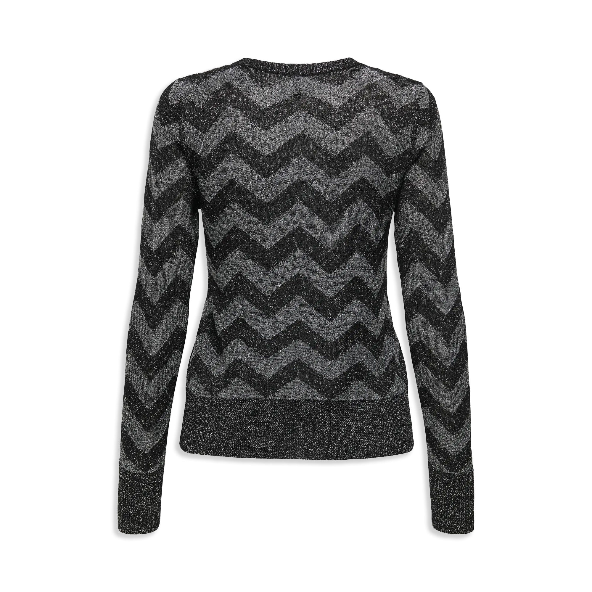 Only Jillo LS Zigzag O-Neck Glitter Knit Black - Image 2