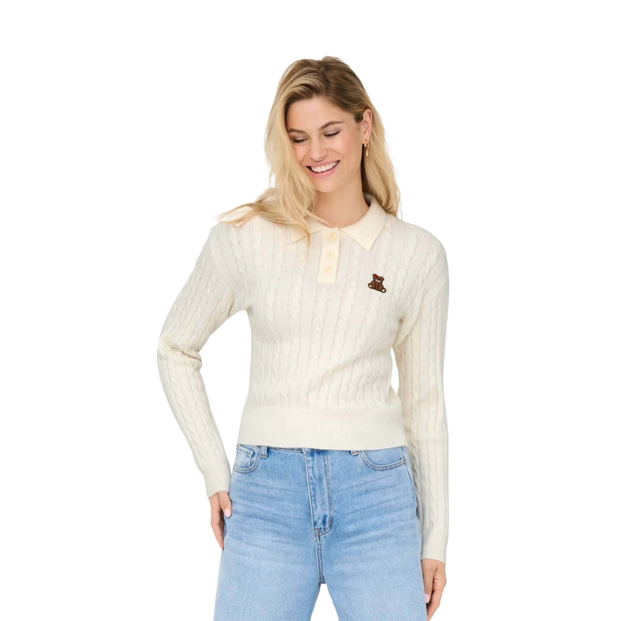 Only Katia LS Cable Polo CC Knit Babys Breath