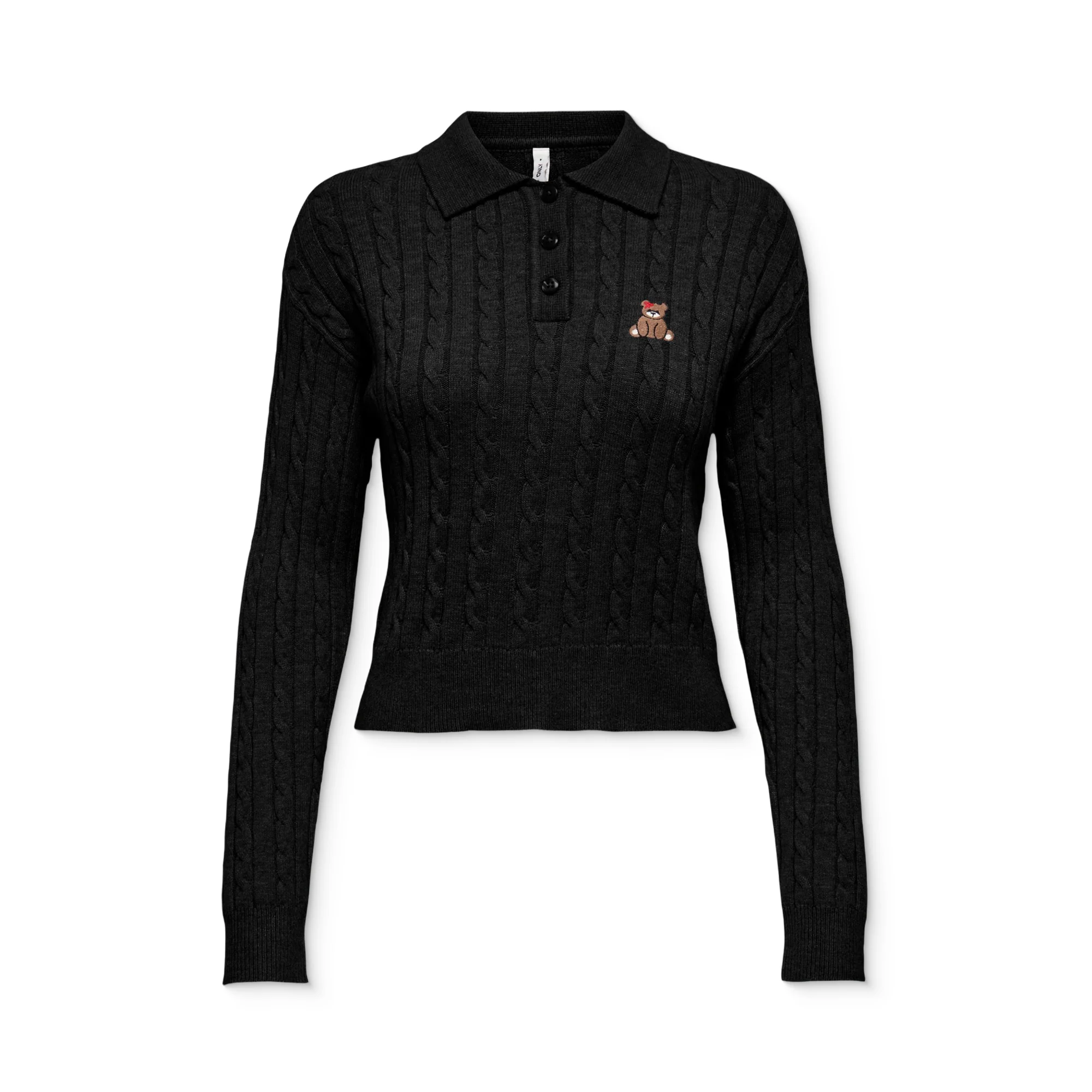 Only Katia LS Cable Polo CC Knit Black - Image 4