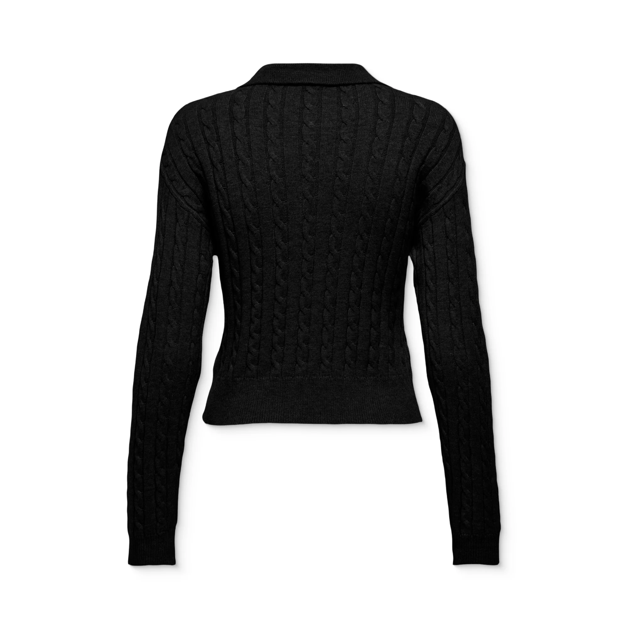 Only Katia LS Cable Polo CC Knit Black - Image 5