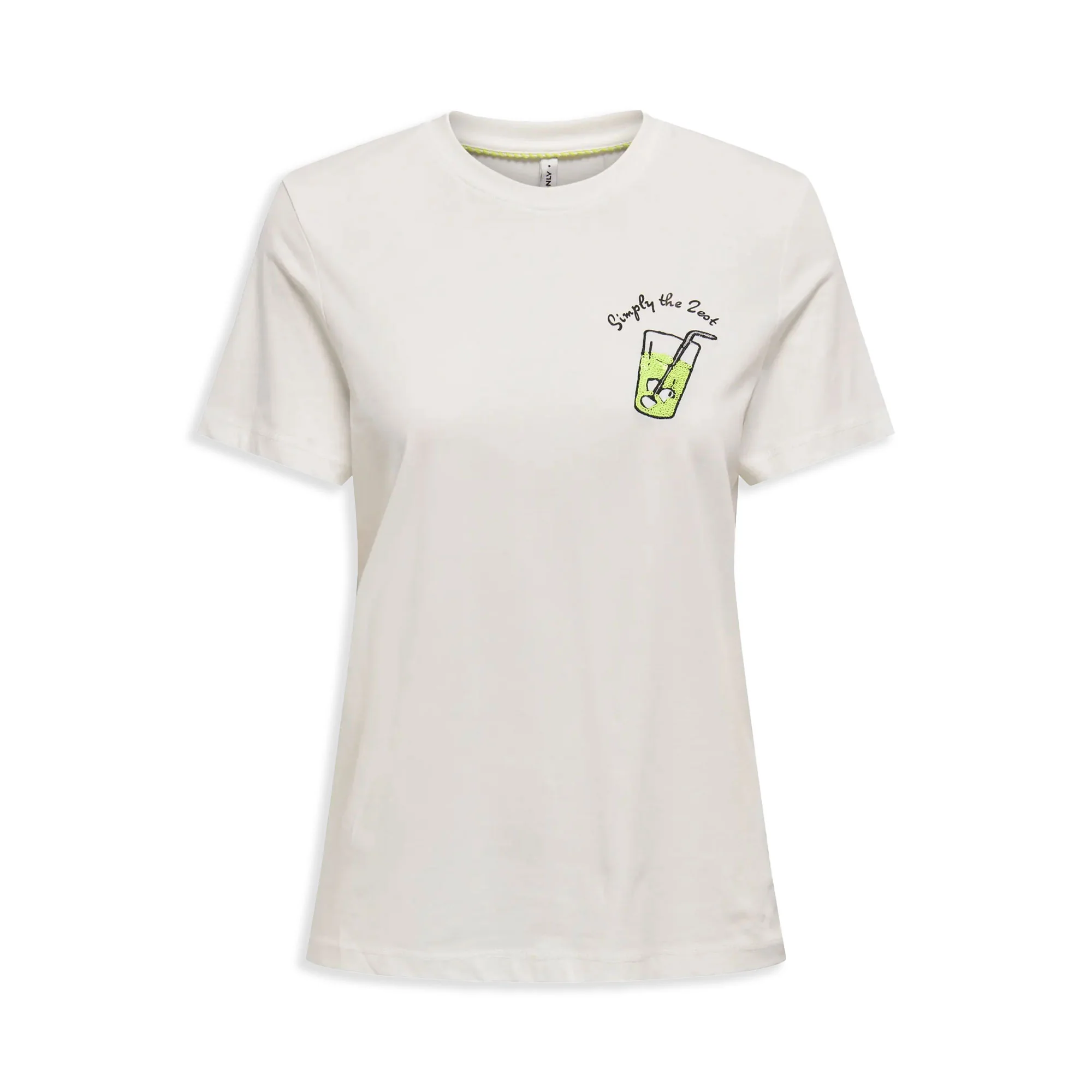 Only Kita Life Reg S/S Lemon Top Cloud Dancer/Zest Print