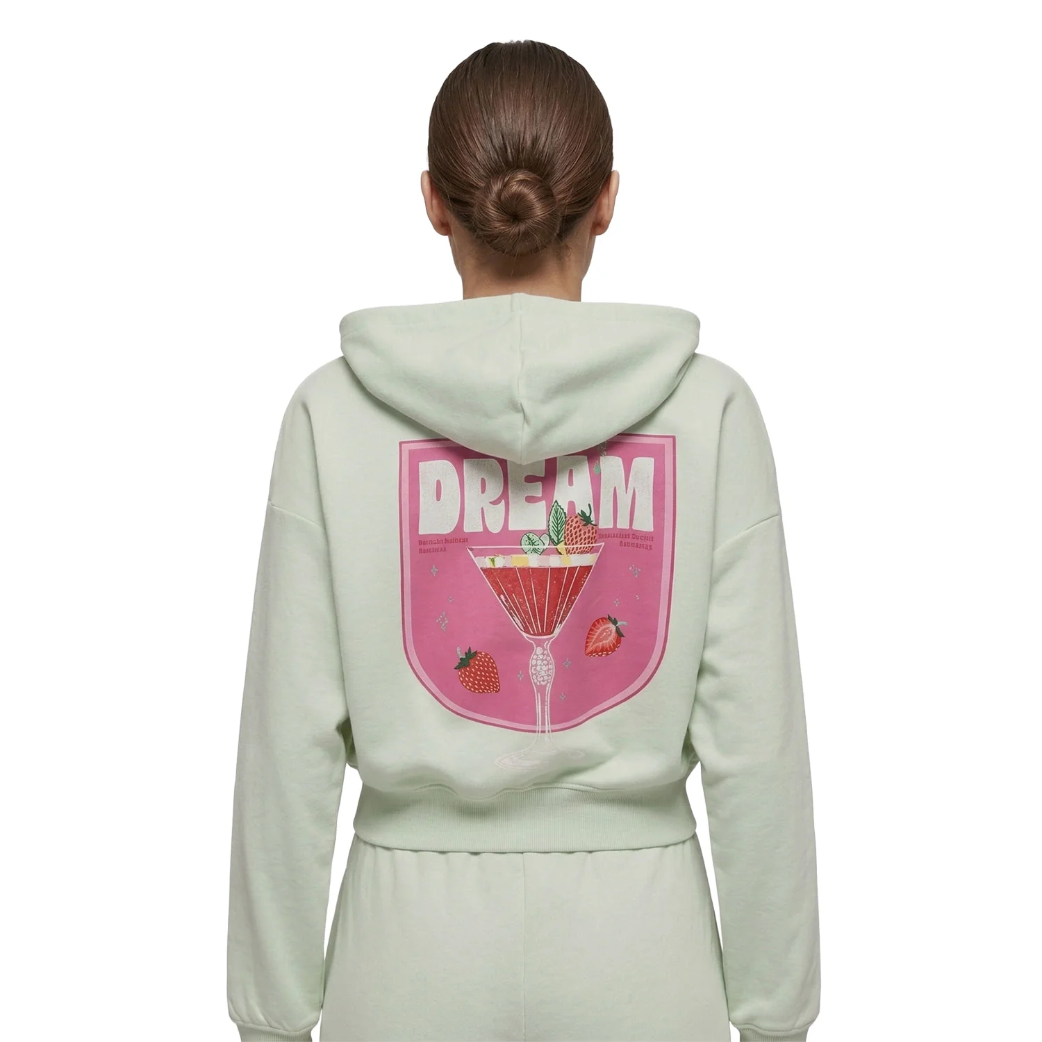 Only Kita L/S Sweat Hood Print Green Lily - Image 2
