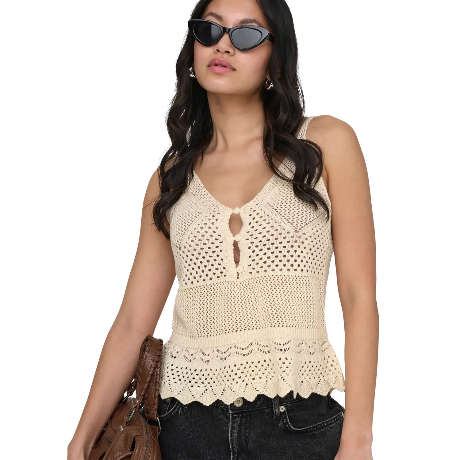 Only Lison SL Peplum Top Knit Ecru - Image 4