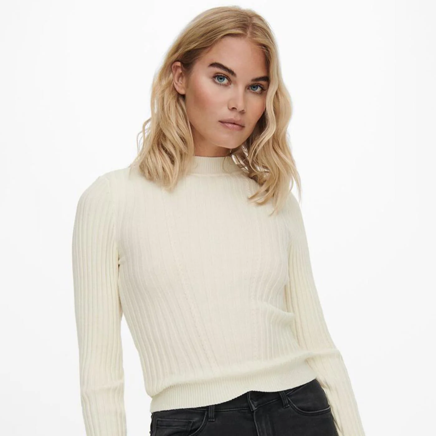 Only Lorena Power Shoulder Pullover Knit Tofu - Image 4