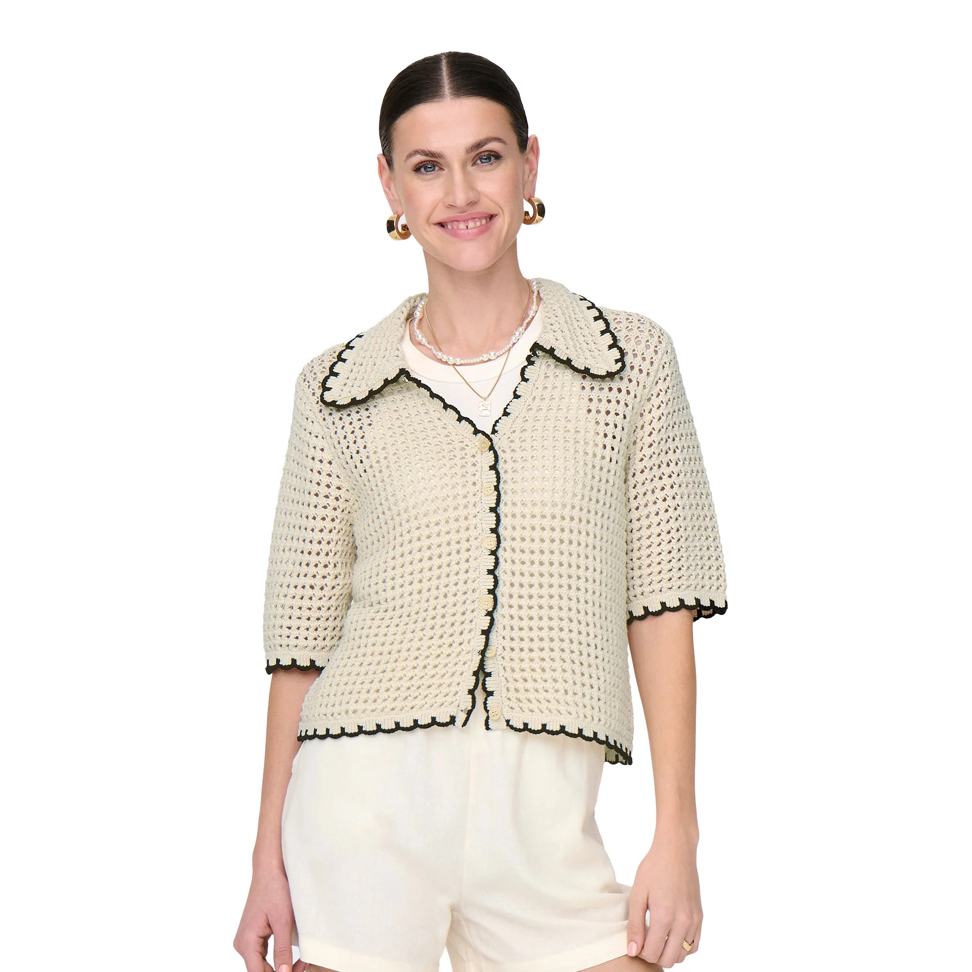 Only Lucie Life 3/4 Cardigan Knit Ecru