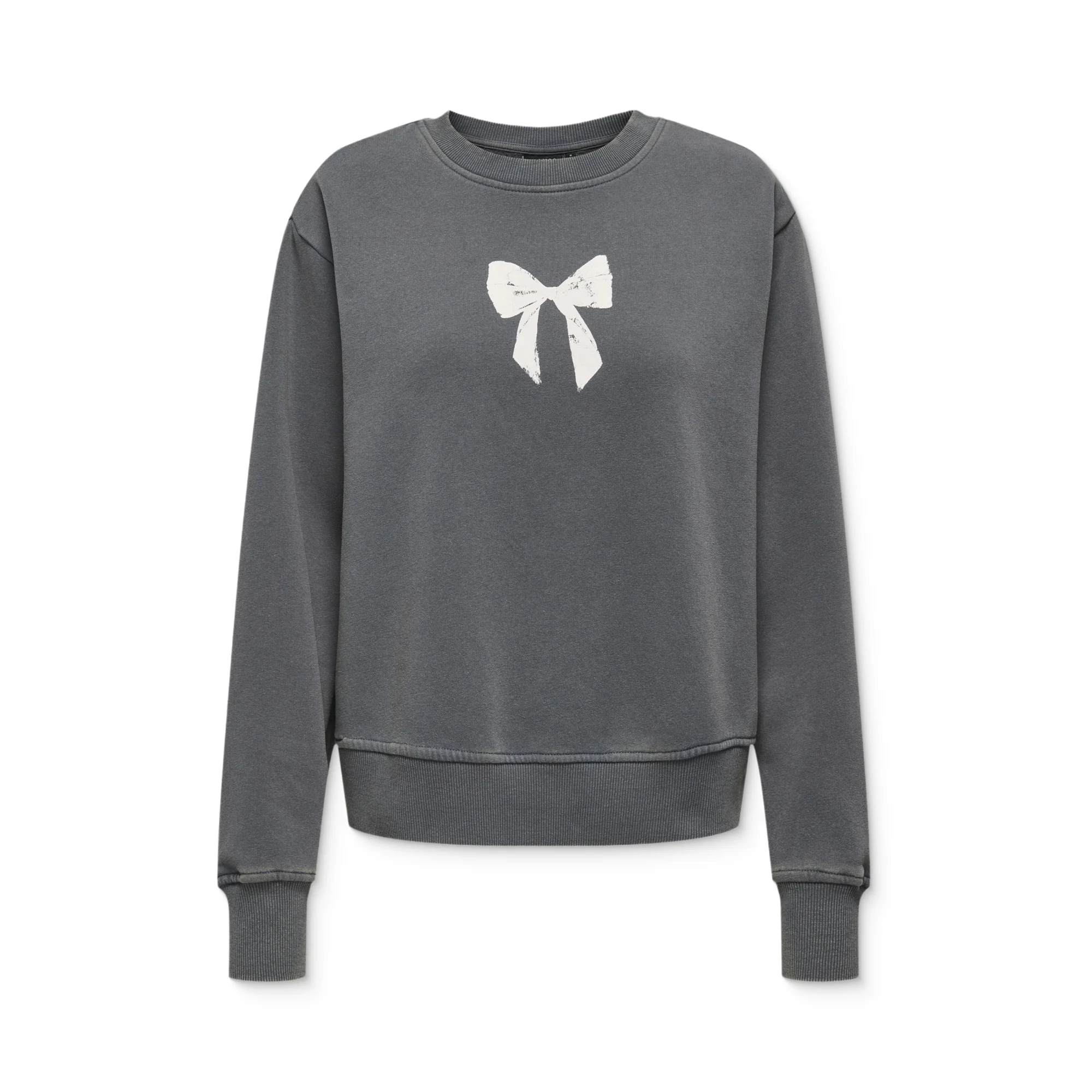 Only Lucinda Bow L/S O-Neck Box Sweat Blackened Pearl