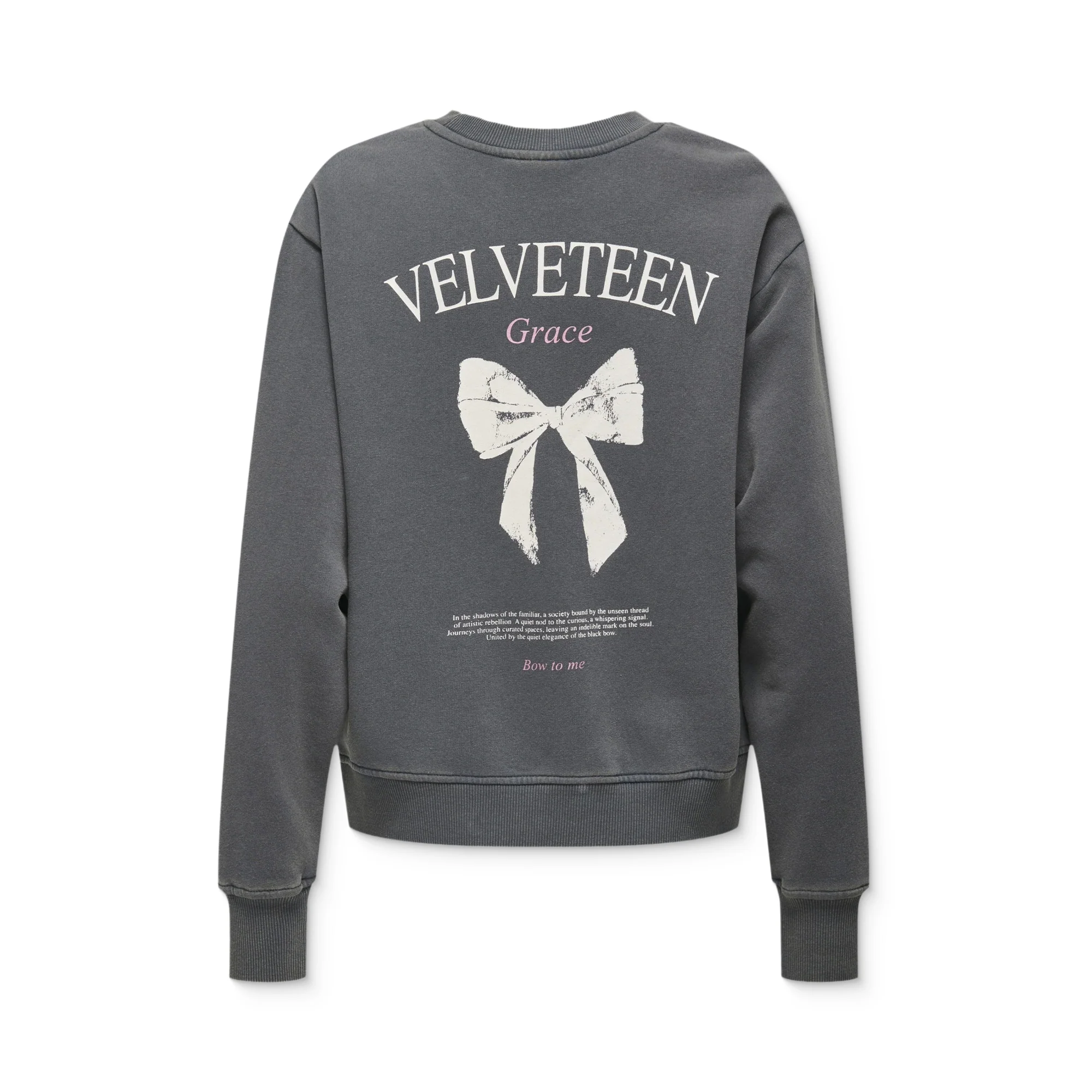 Only Lucinda Bow L/S O-Neck Box Sweat Blackened Pearl - Image 2