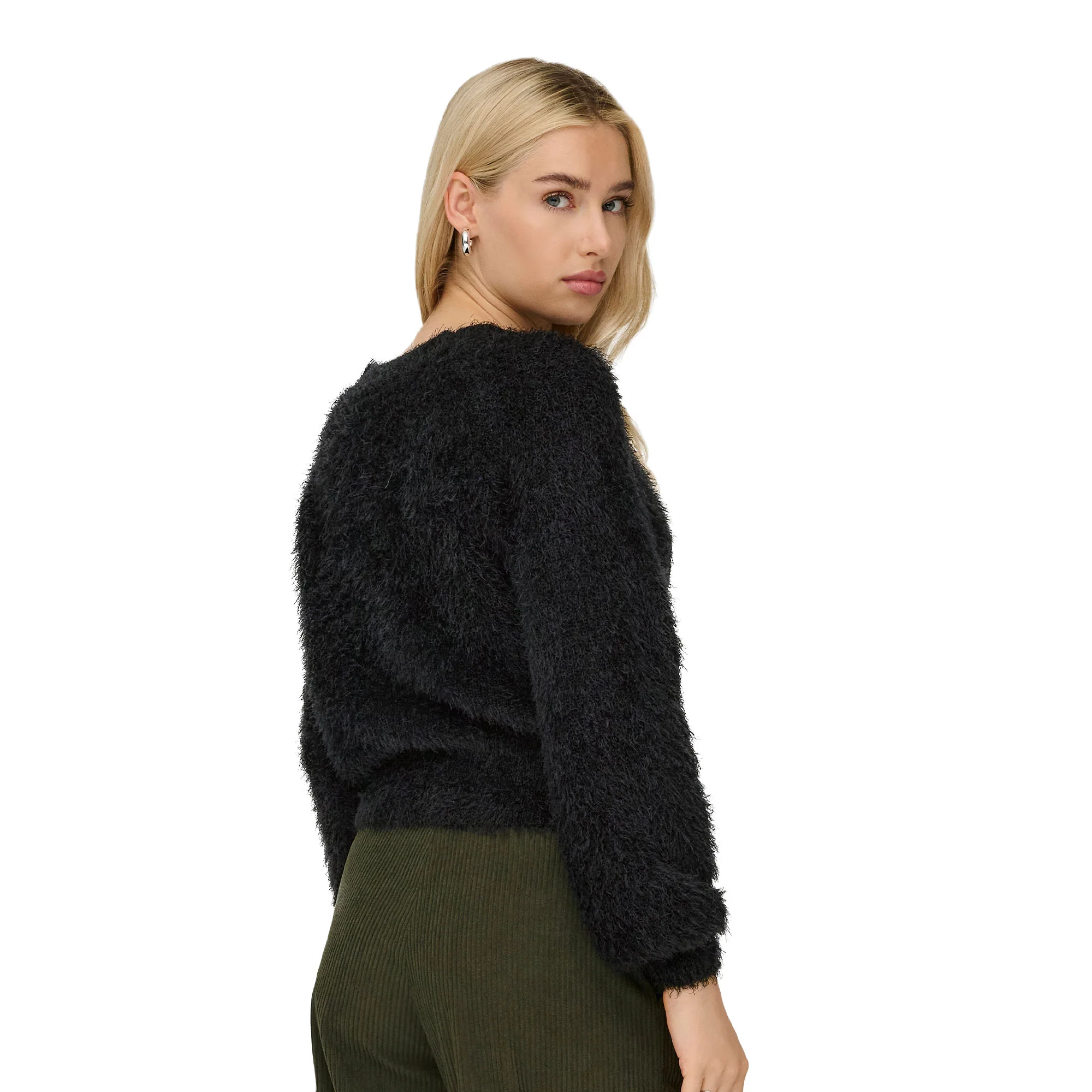 Only Lulu LS Rib Short O-Neck CC Knit Black - Image 2