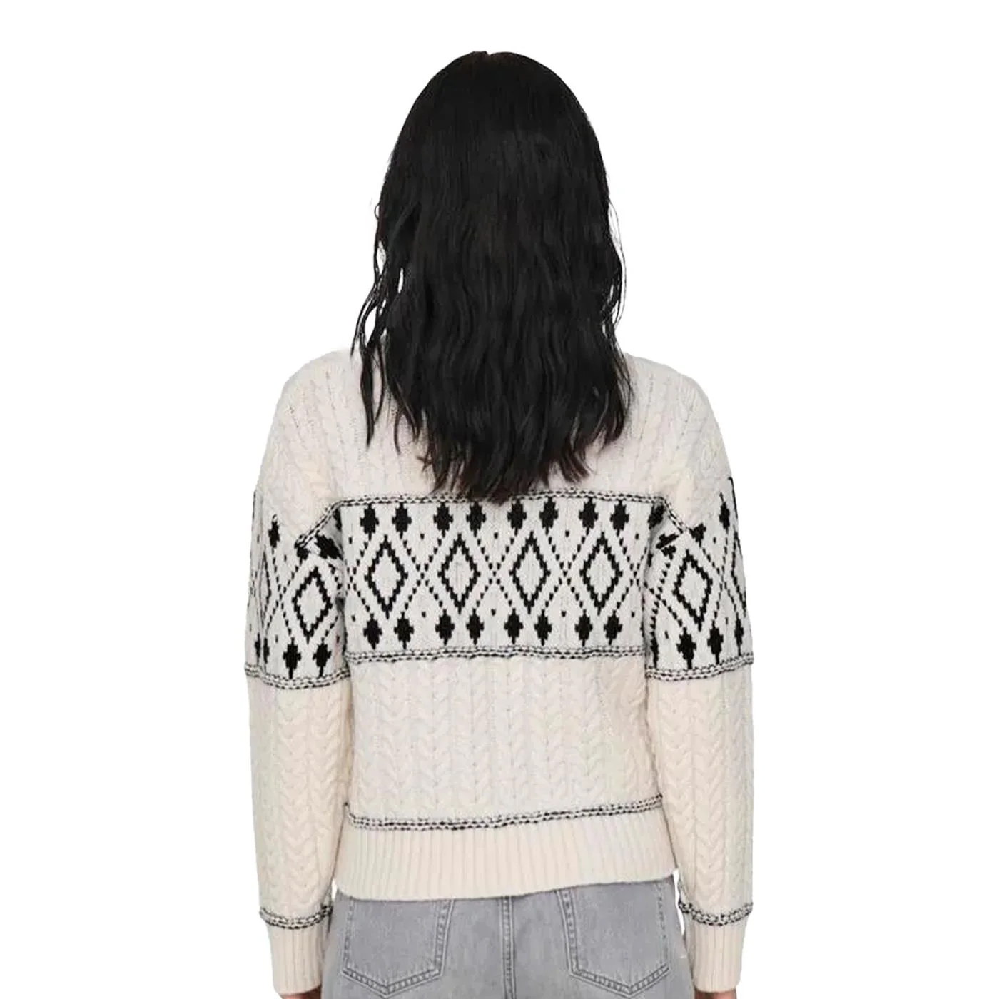 Only Marent L/S Pullover Knit Cloud Dancer/Black Detail - Image 2