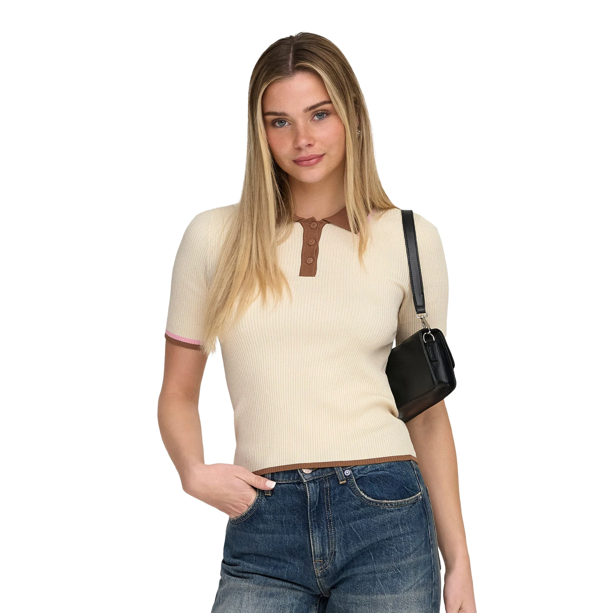 Only Meddi Life SS Contrast Polo Birch