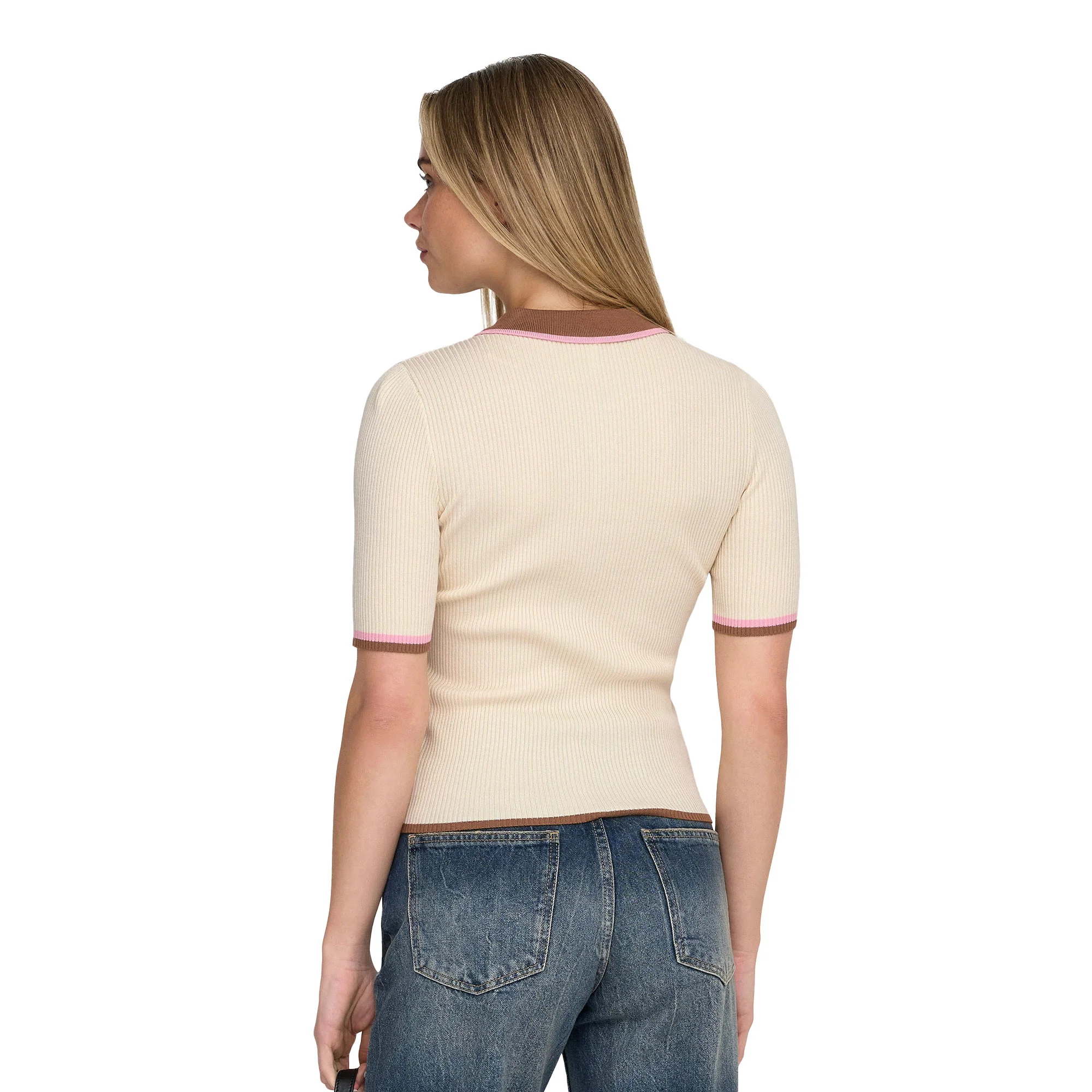 Only Meddi Life SS Contrast Polo Birch - Image 2