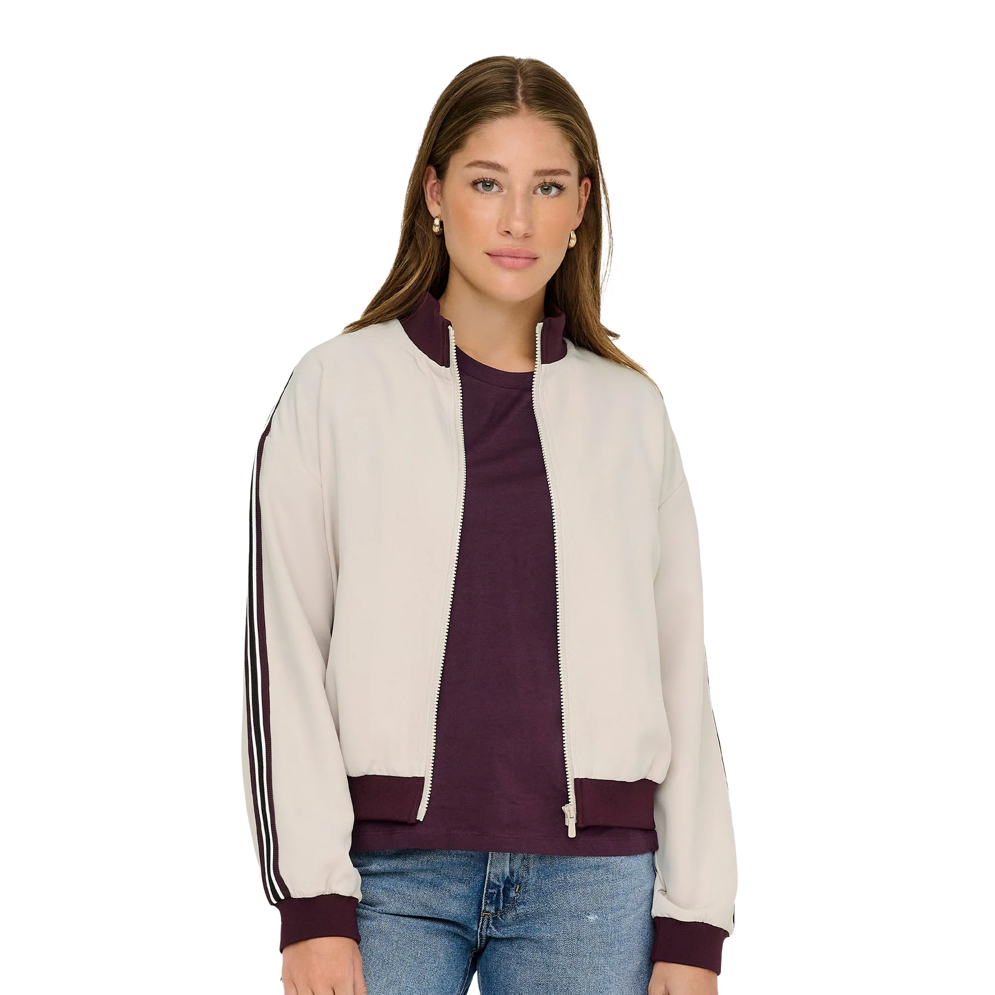 Only Mellie Life Panel Zip Jacket Pumice Stone