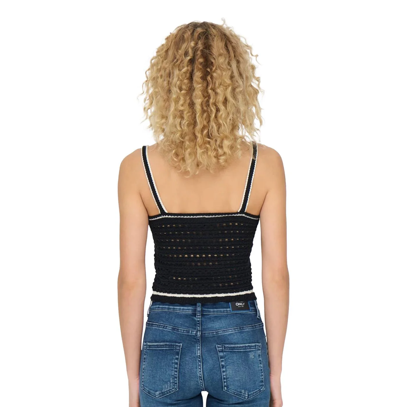 Only Minnie Life SL Sweetheart Top Knt Black - Image 2