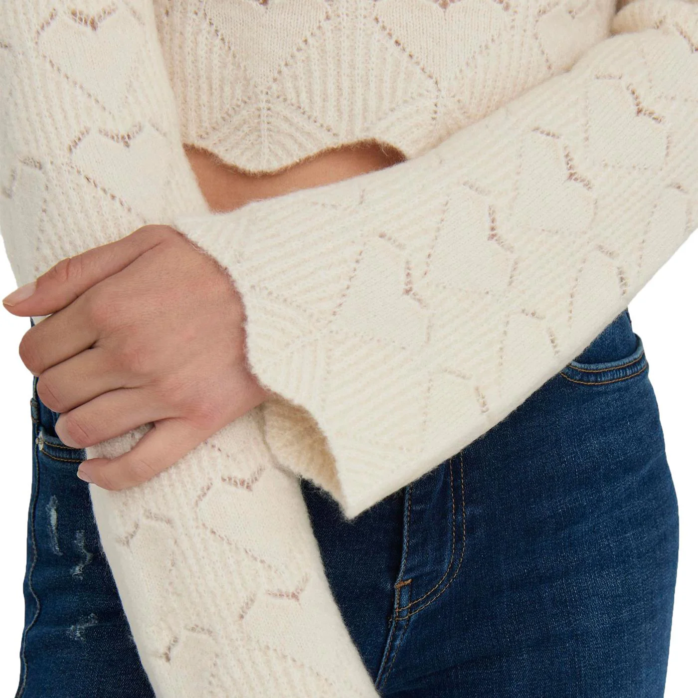 Only Morehearts L/S Pullover Ex Knit Cloud Dancer - Image 3