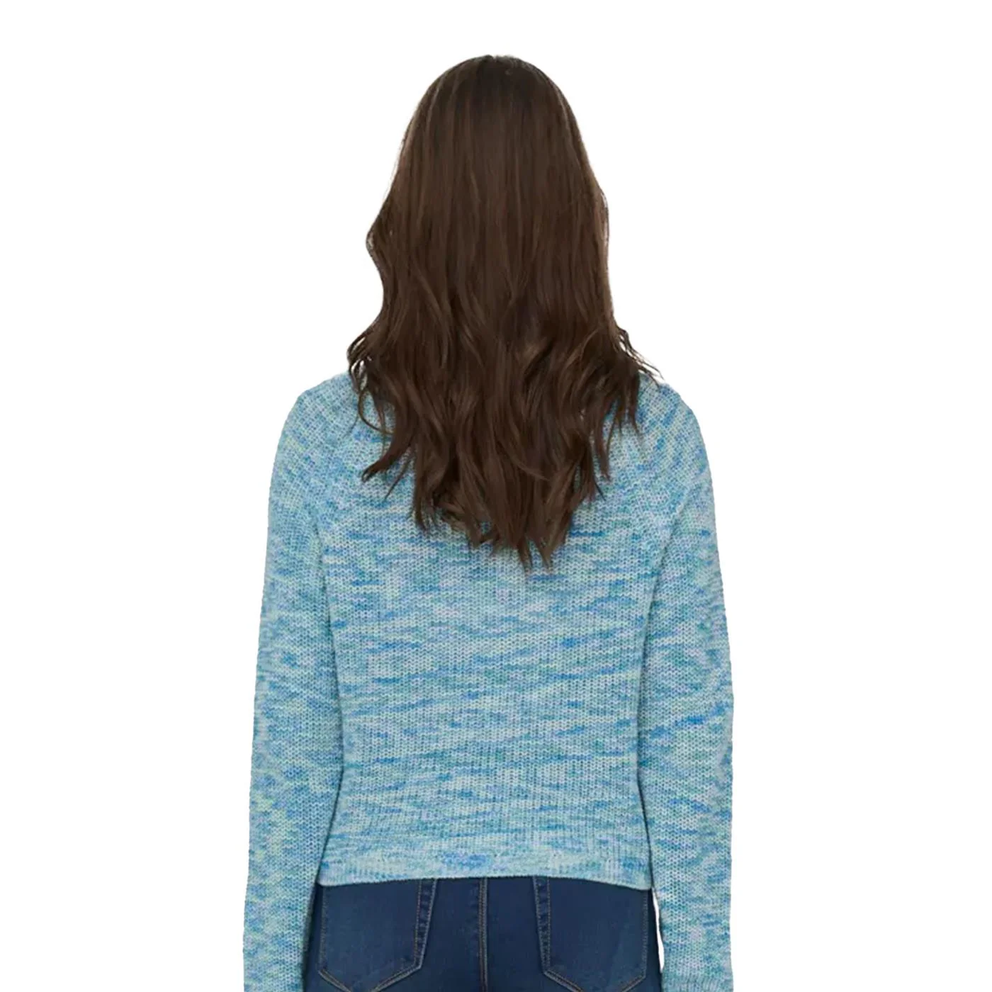 Only Nina LS Short O-Neck CC Knit Mist Green Multi twist - Image 2