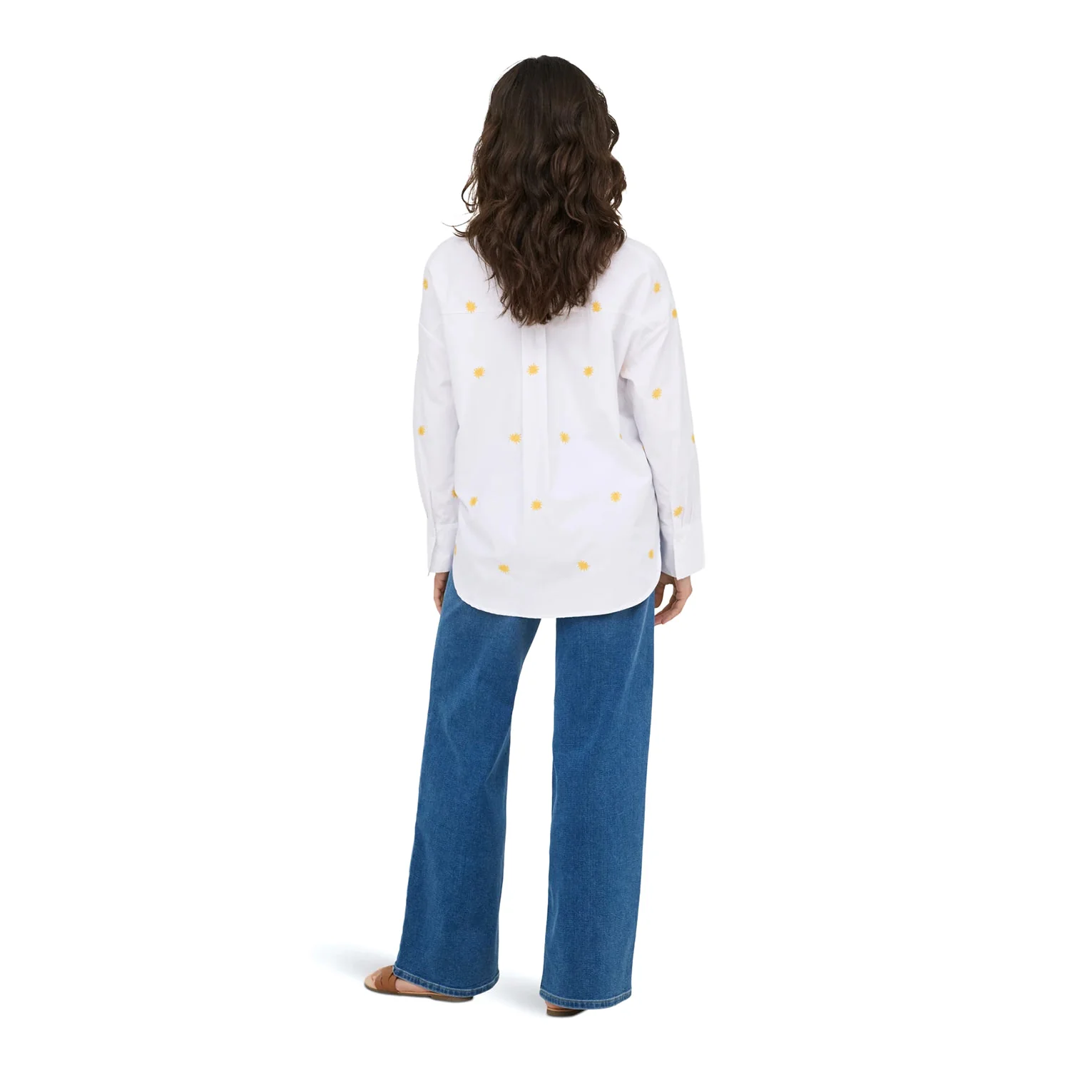 Only Oregon Alva LS Embroidered Shirt Bright White w/ Sun - Image 3