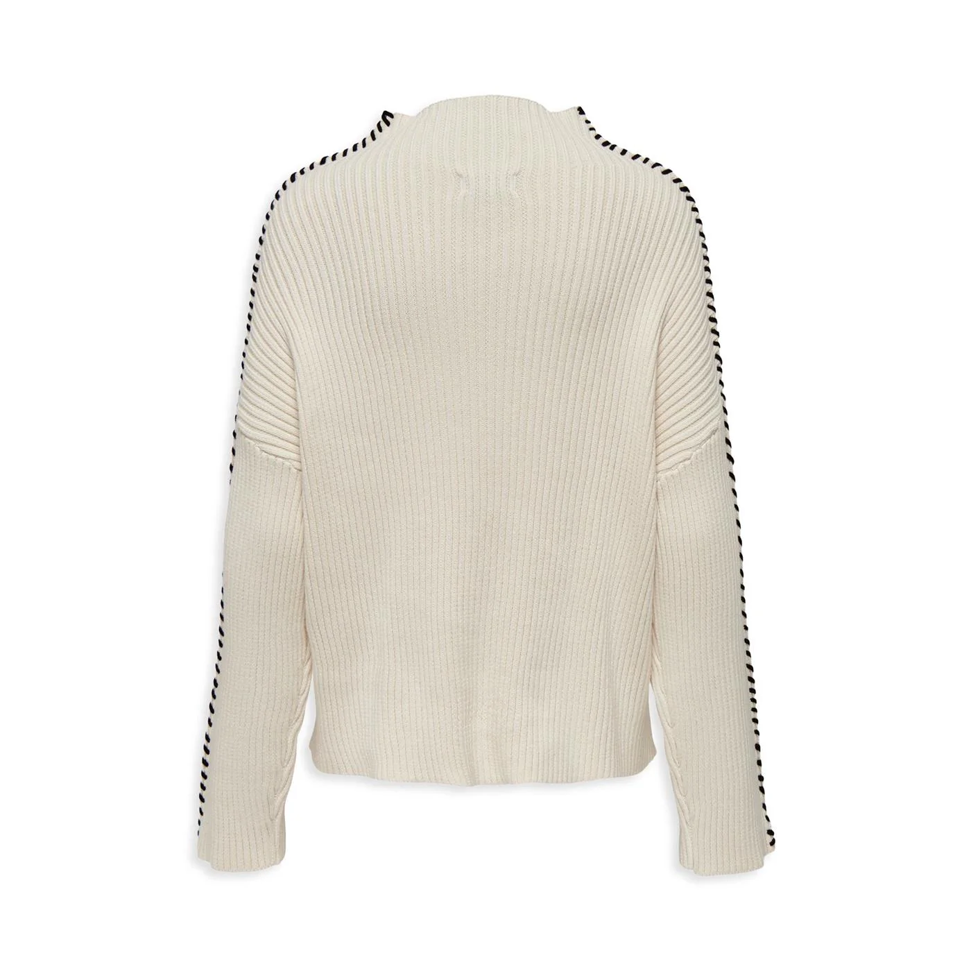 Only Queenie LS Contrast High Neck Prm Knit Birch - Image 4