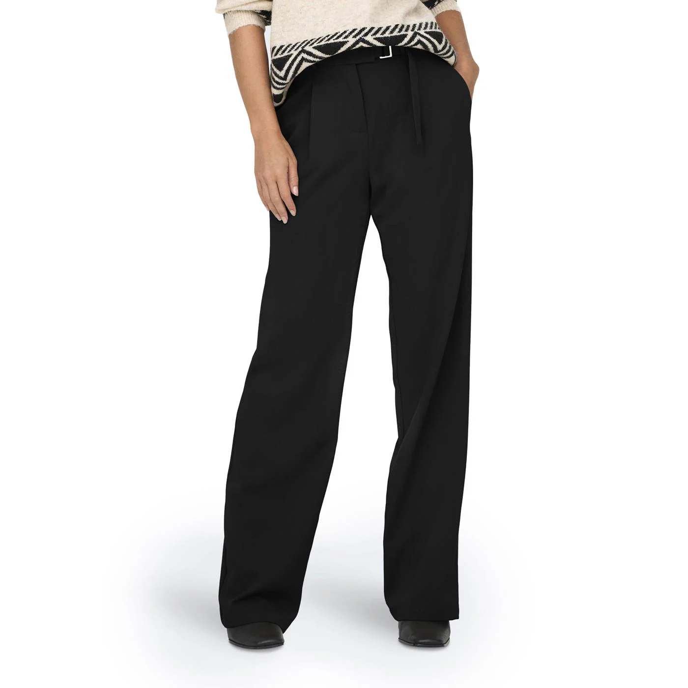 Only Rebecca HW Belt Wide Pant Black