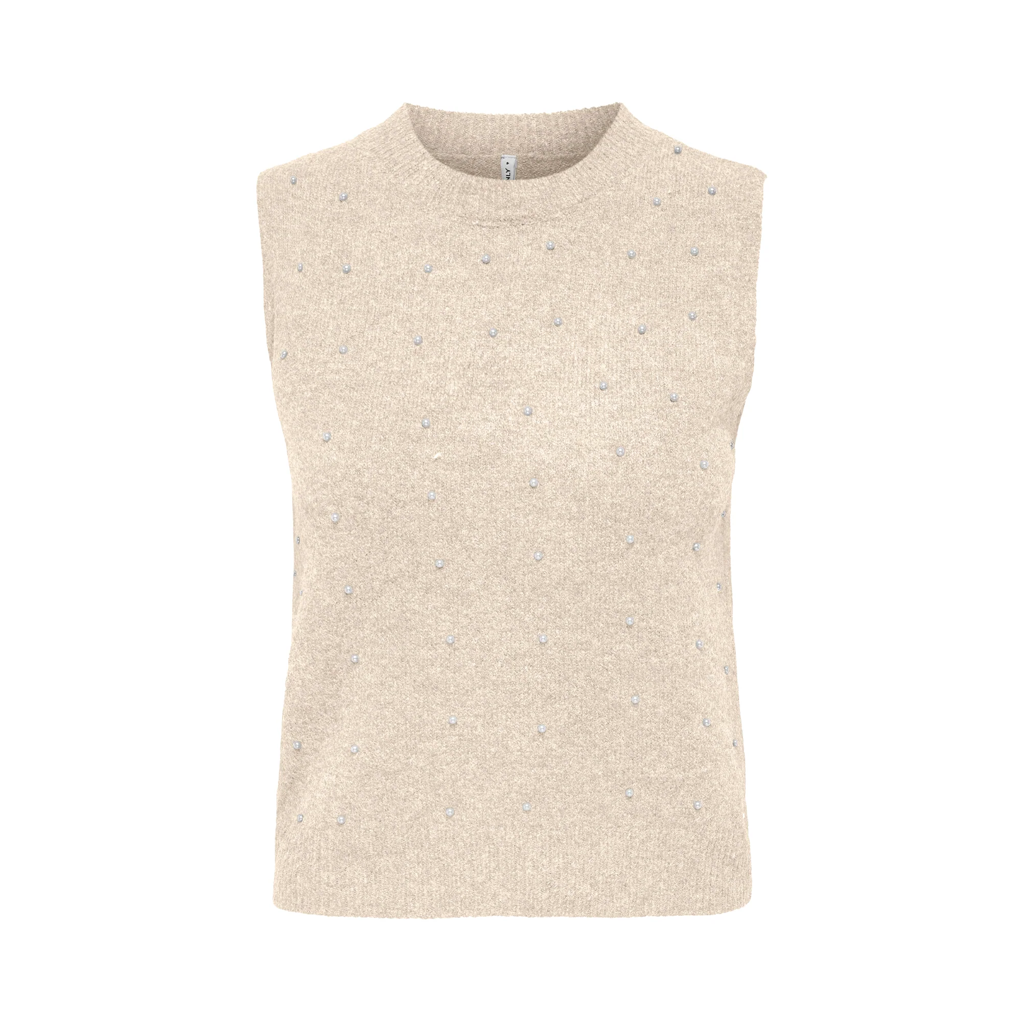 Only Renata Life SL O-Neck Pearl Vest Knit Whitecap Gray