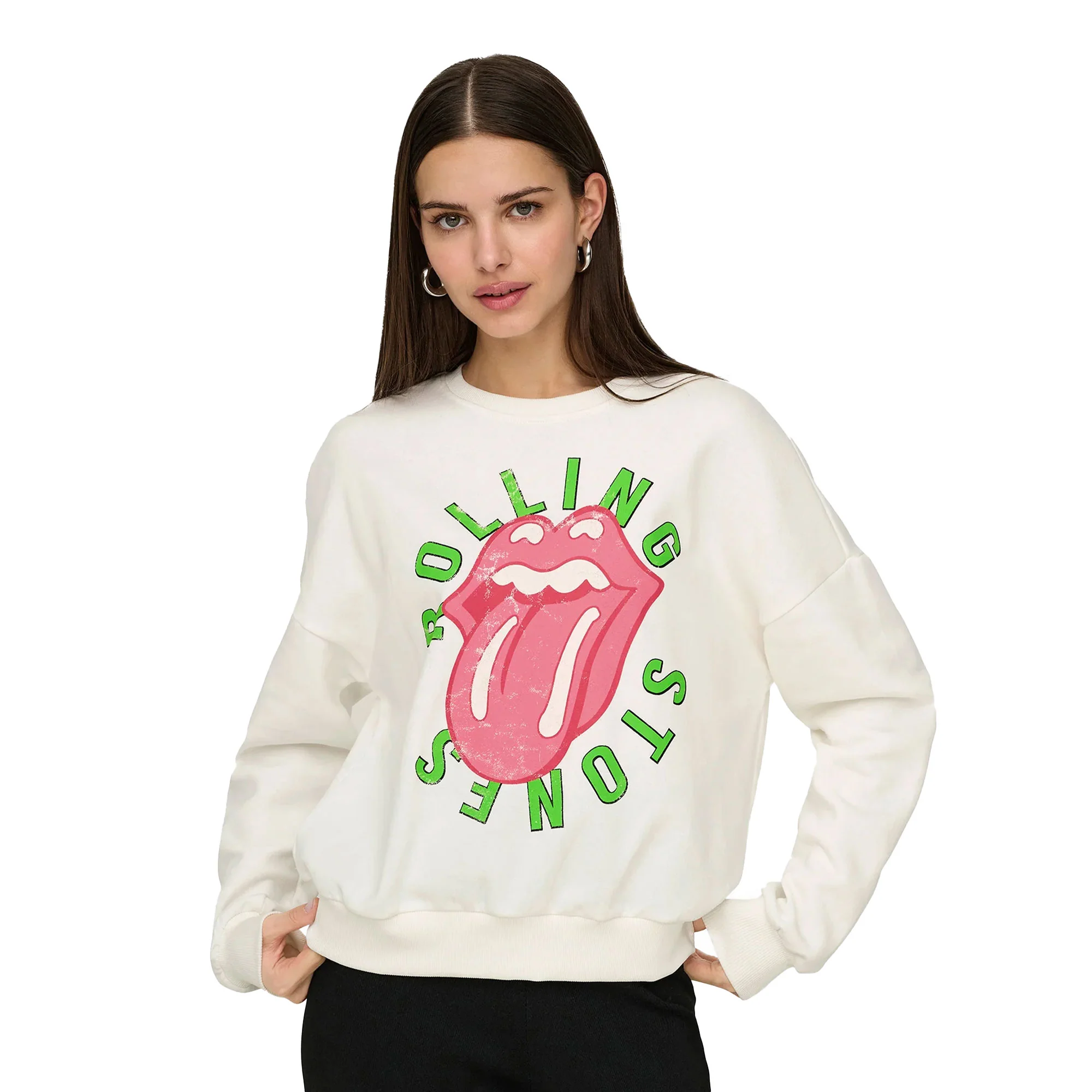 Only Rolling Stones L/S O-Neck Sweat Cloud Dancer