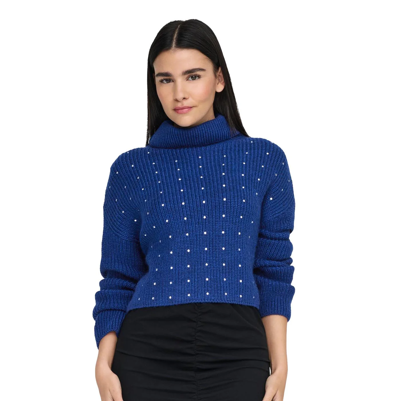 Only Rosie LS Cropped Rollneck Bling Knit Sodalite