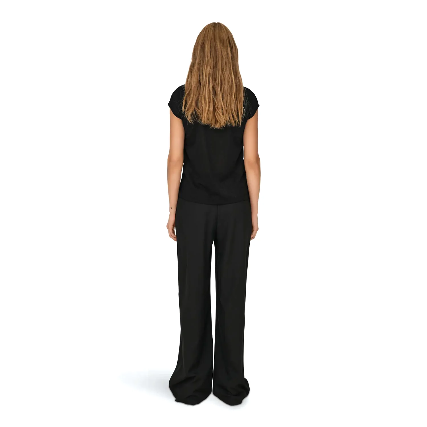 Only Silvery S/S V Neck Lurex Top Black - Image 3