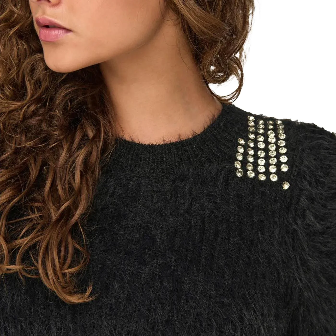 Only Suri LS Bling Crop O-Neck Prm Knit Black - Image 3