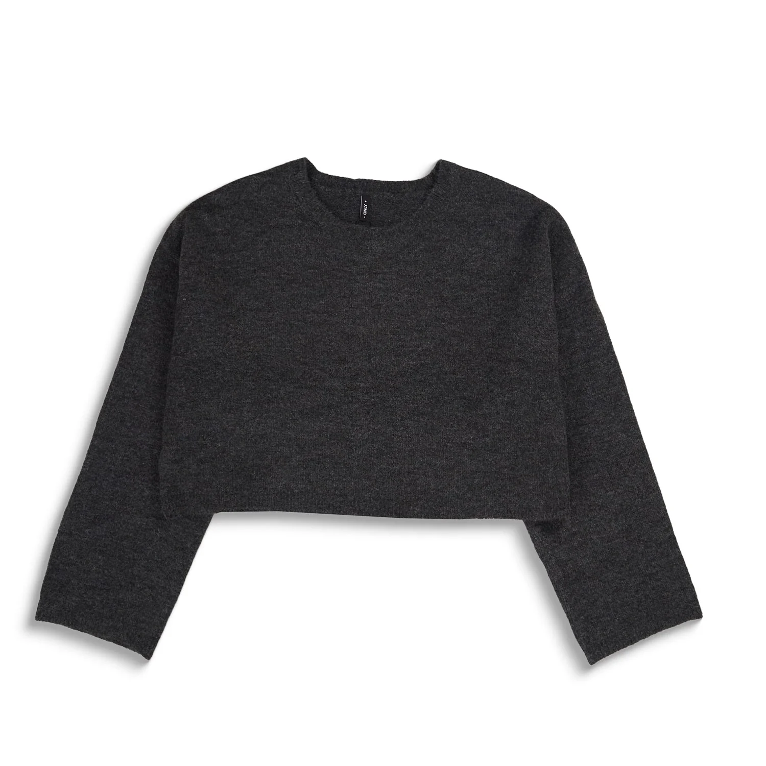 Only Talio LS Short O-Neck BF Knit Dark Grey Melange