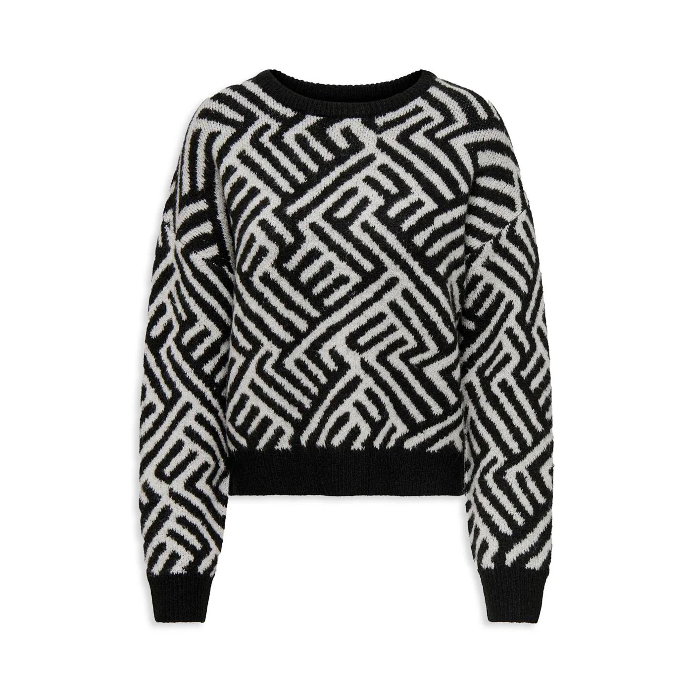 Only Tara Life LS JQ O-Neck Knit Black