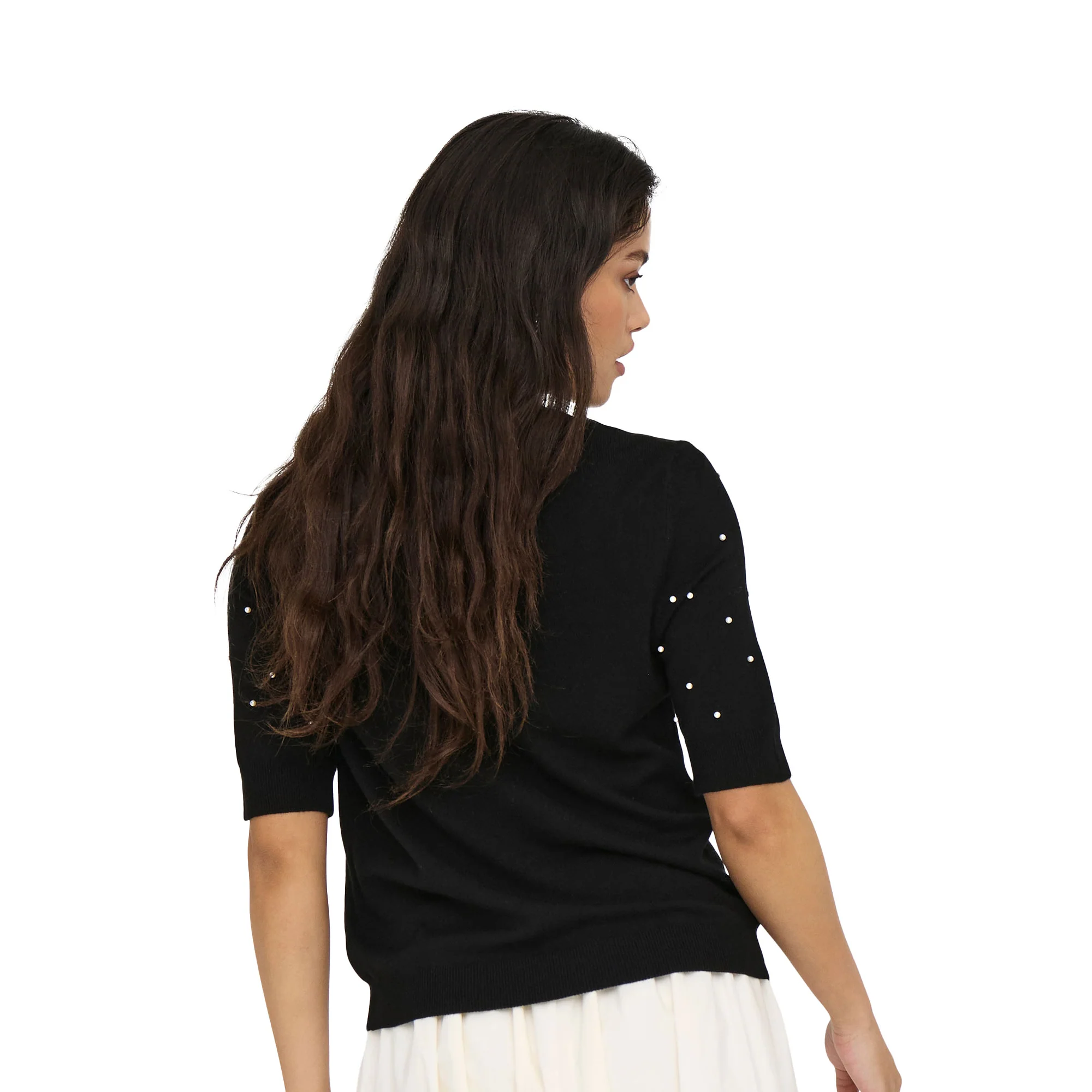 Only Venice Life SS Pearl O-Neck Knit Black - Image 2