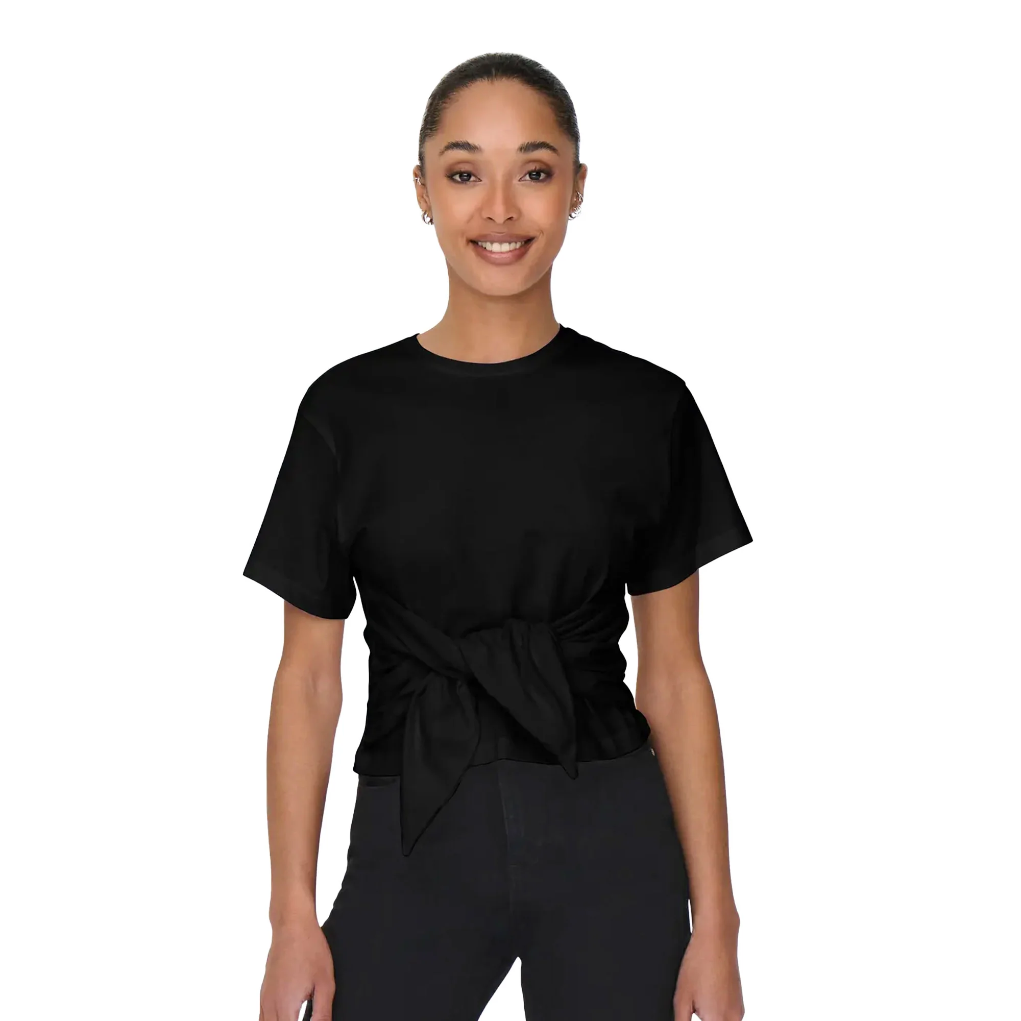 Only Will Life S/S Tie Top Black