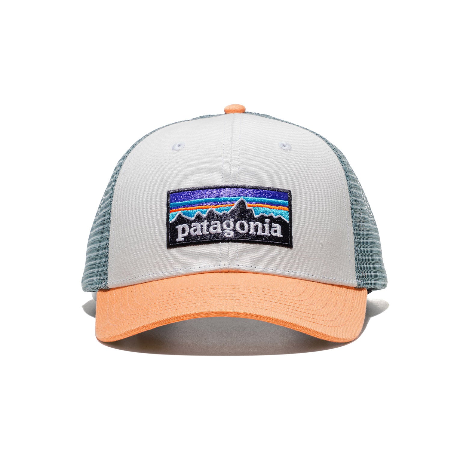 Patagonia P-6 Logo LoPro Trucker Hat White w/Peach Sherbet