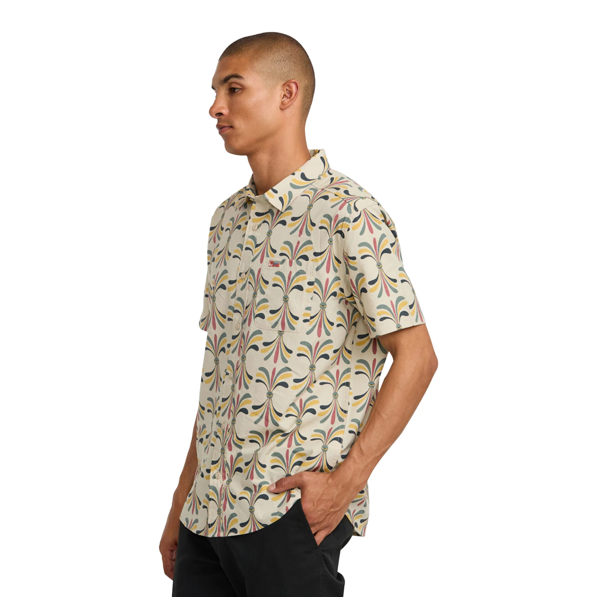 RVCA Lauryn Alvarez Eye Floral SS Shirt Light Khaki - Image 3