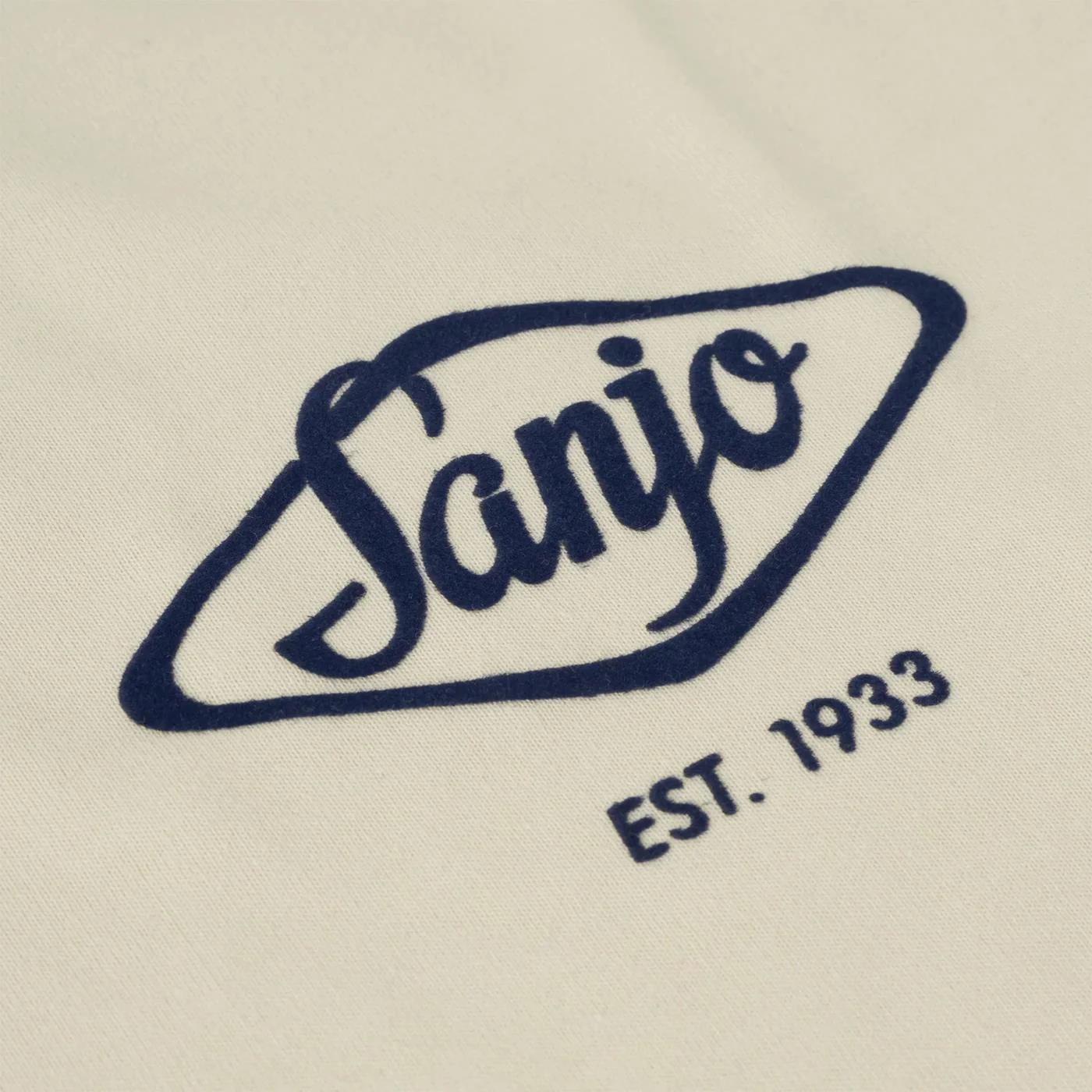 Sanjo Flocked Logo T-Shirt Ecru - Image 3