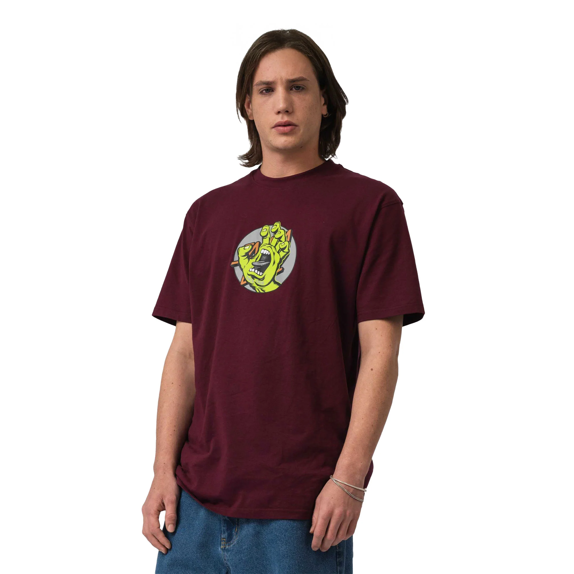 Santa Cruz Hand Dot Front Tee Dark Cherry