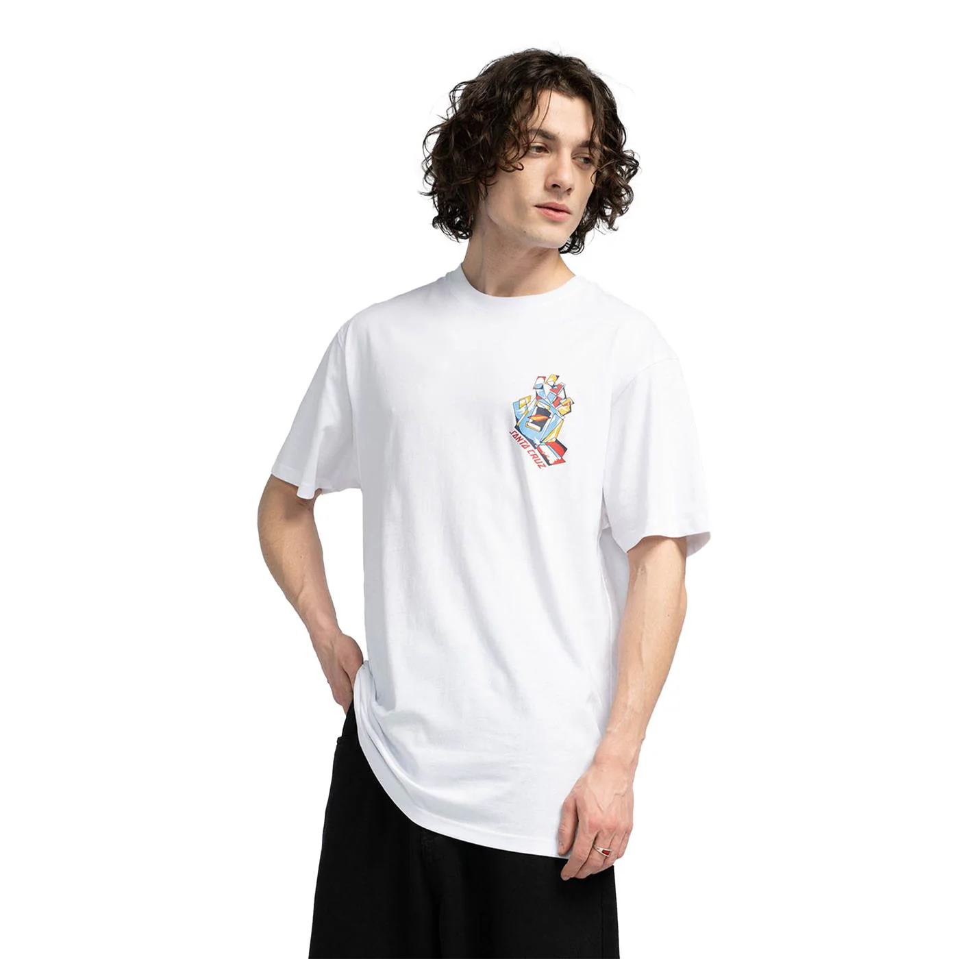 Santa Cruz Screaming Scratched Hand Strip Tee White - Image 2