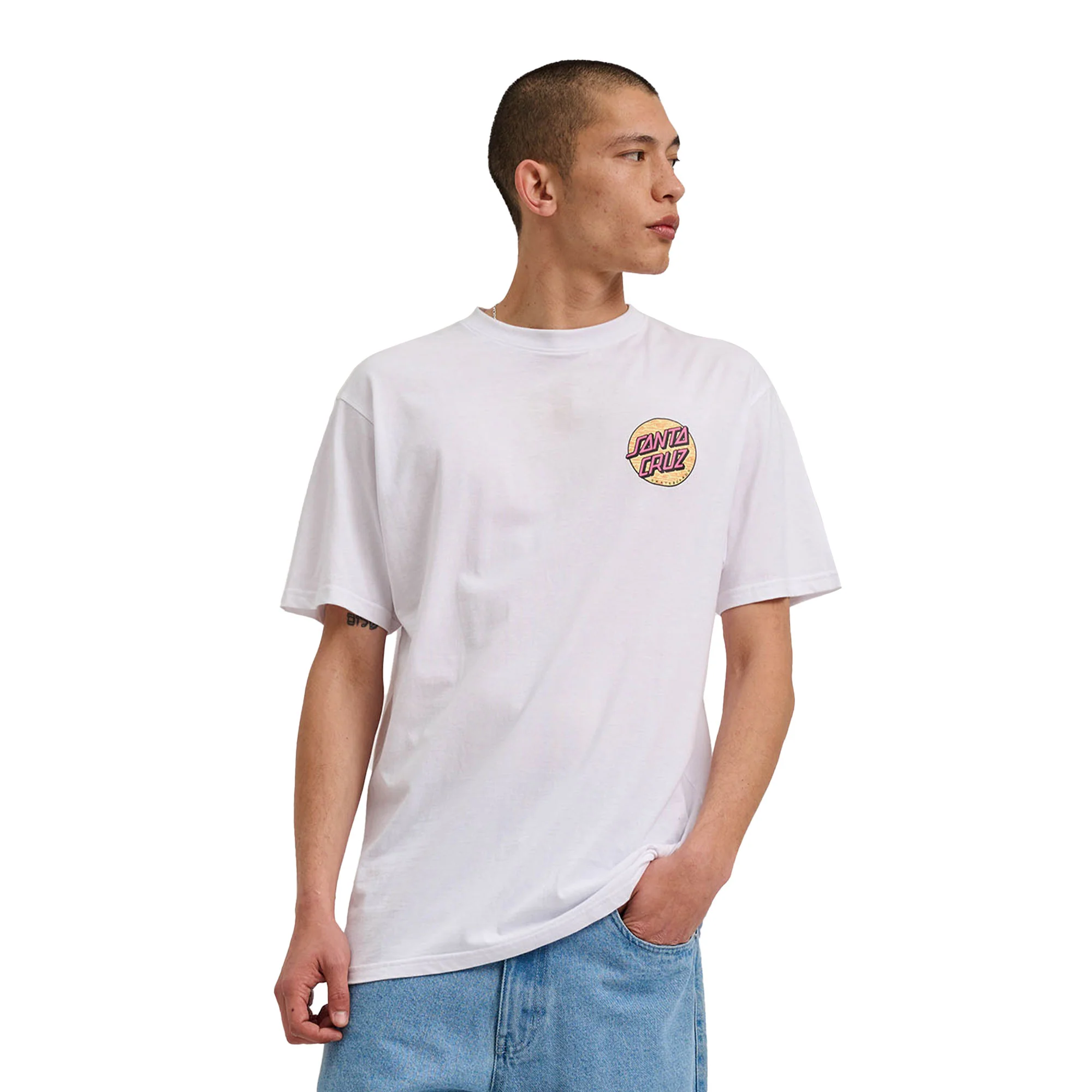 Santa Cruz Wagon Dot Chest T-Shirt White - Image 2