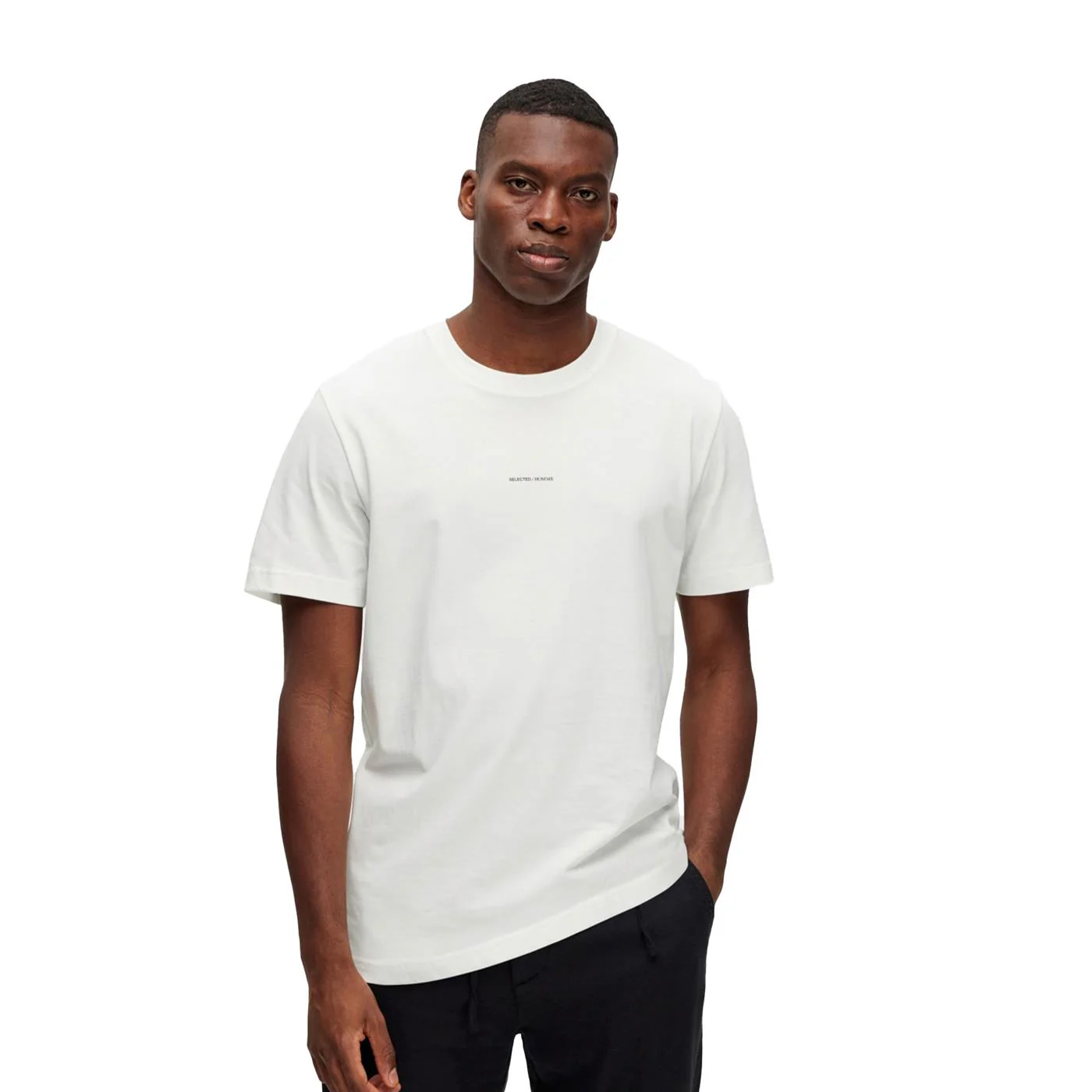 Selected Homme Atlas Print SS O-Neck Tee Cloud Dancer