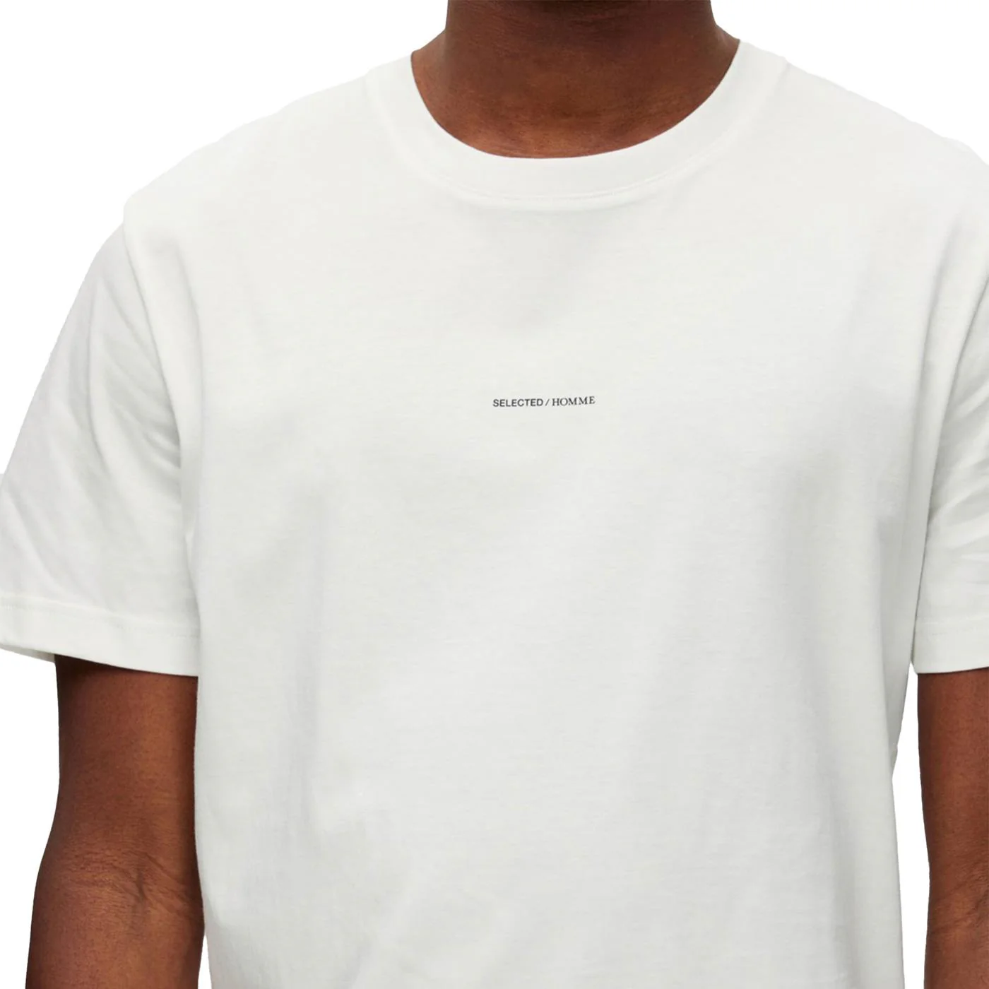 Selected Homme Atlas Print SS O-Neck Tee Cloud Dancer - Image 2