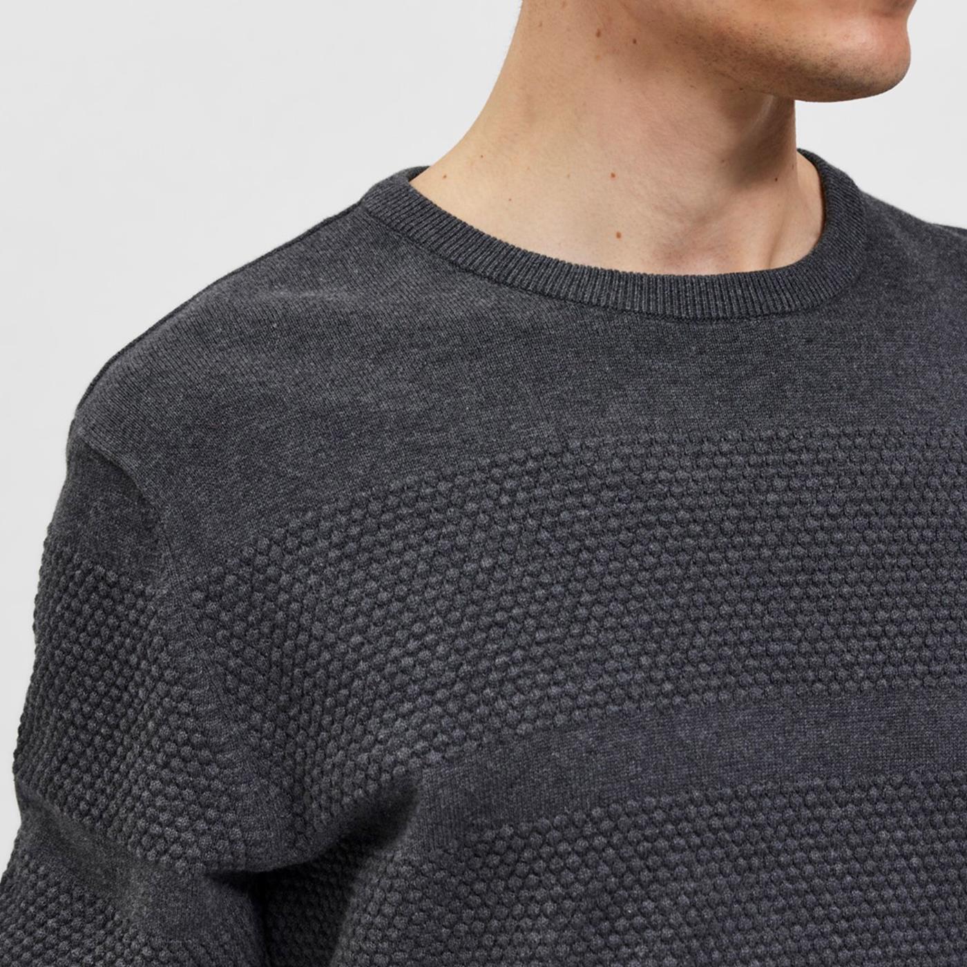 Selected Homme Maine LS Knit Crew Neck Dark Grey - Image 4