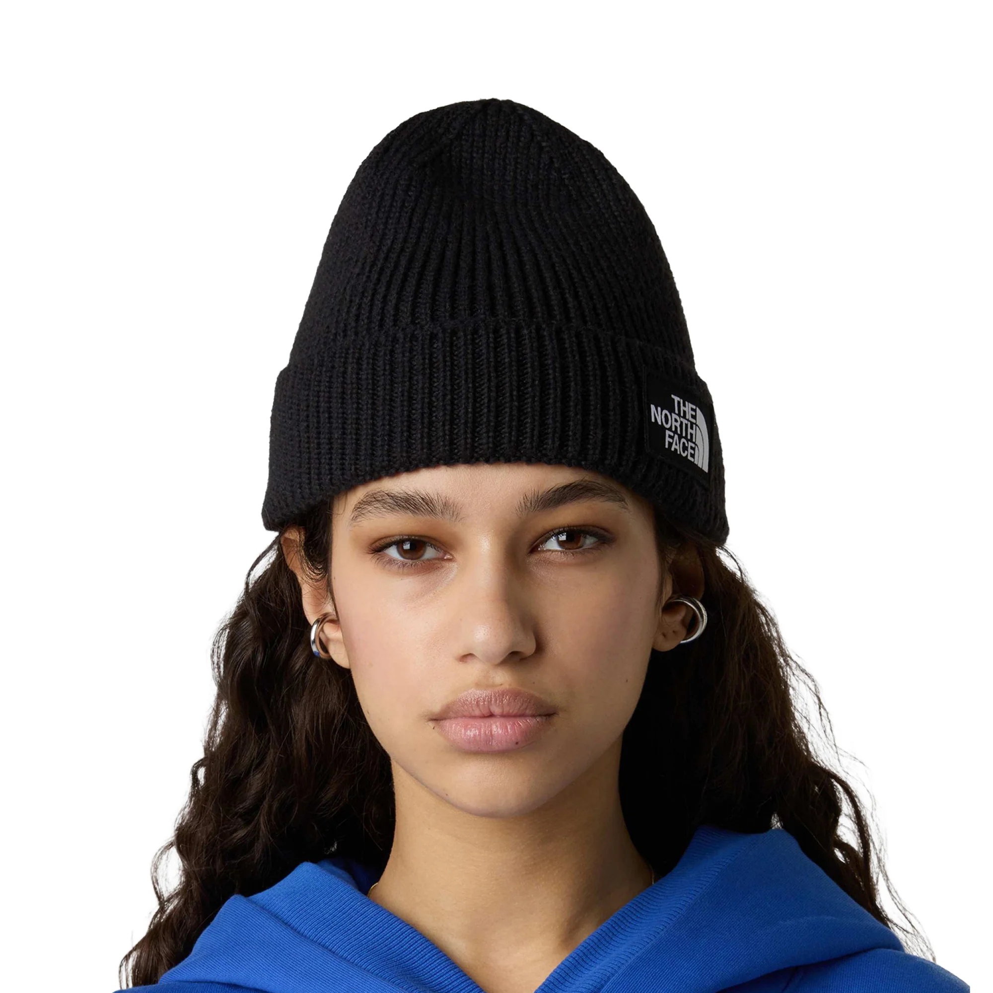 The North Face Logo Box Cuffed Beanie TNF Black - Image 3