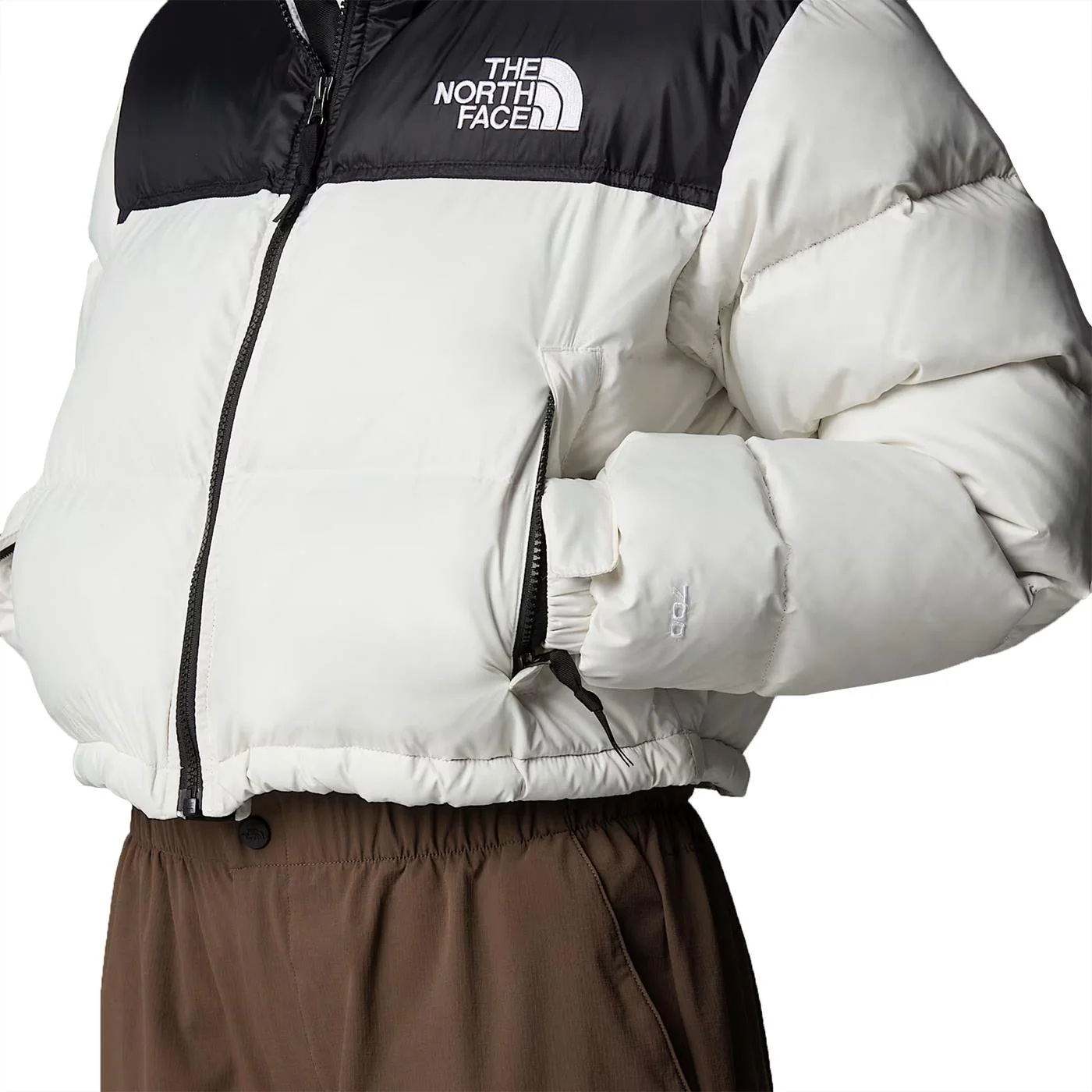 The North Face Nuptse Short Jacket White Dune/NF Black - Image 3