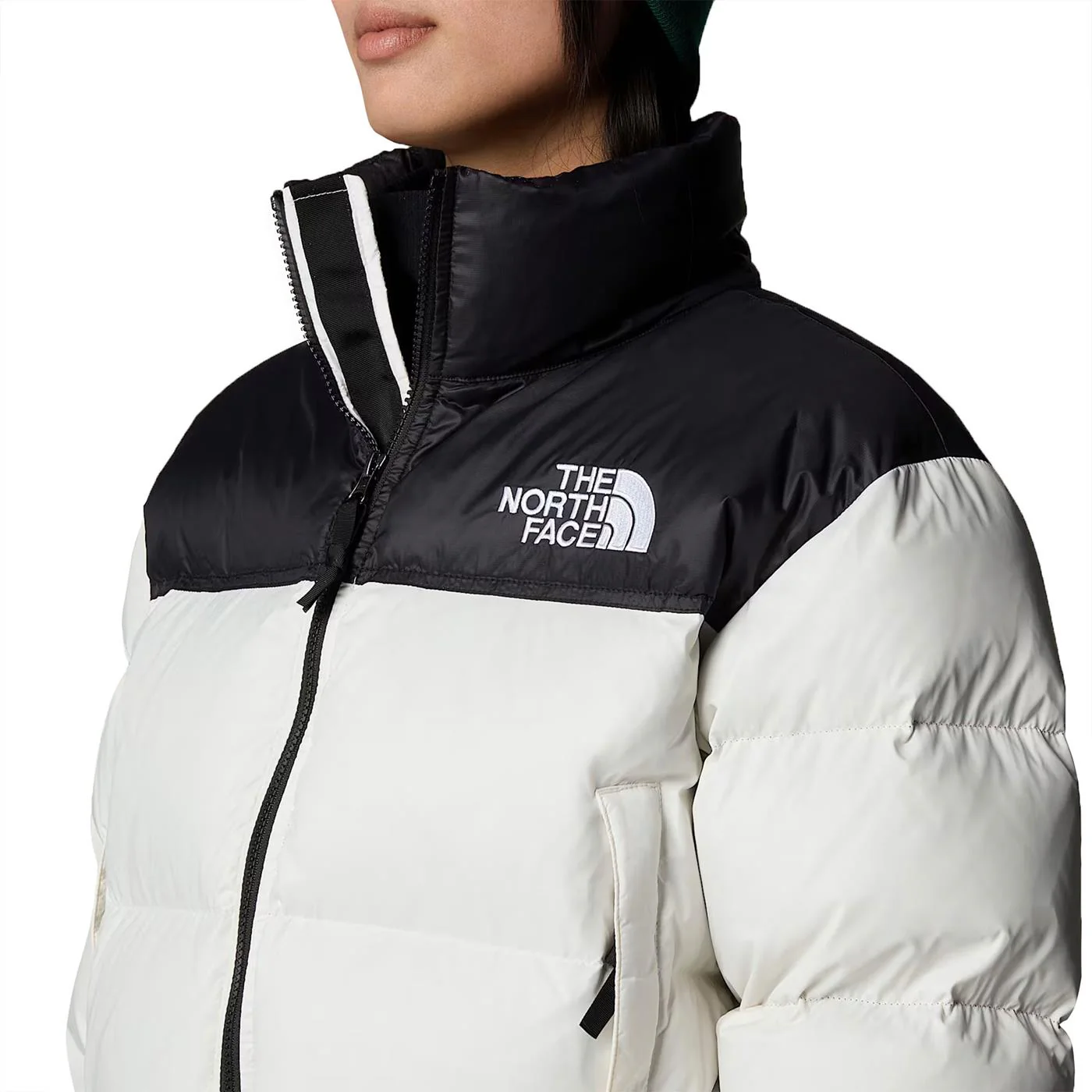 The North Face Nuptse Short Jacket White Dune/NF Black - Image 4